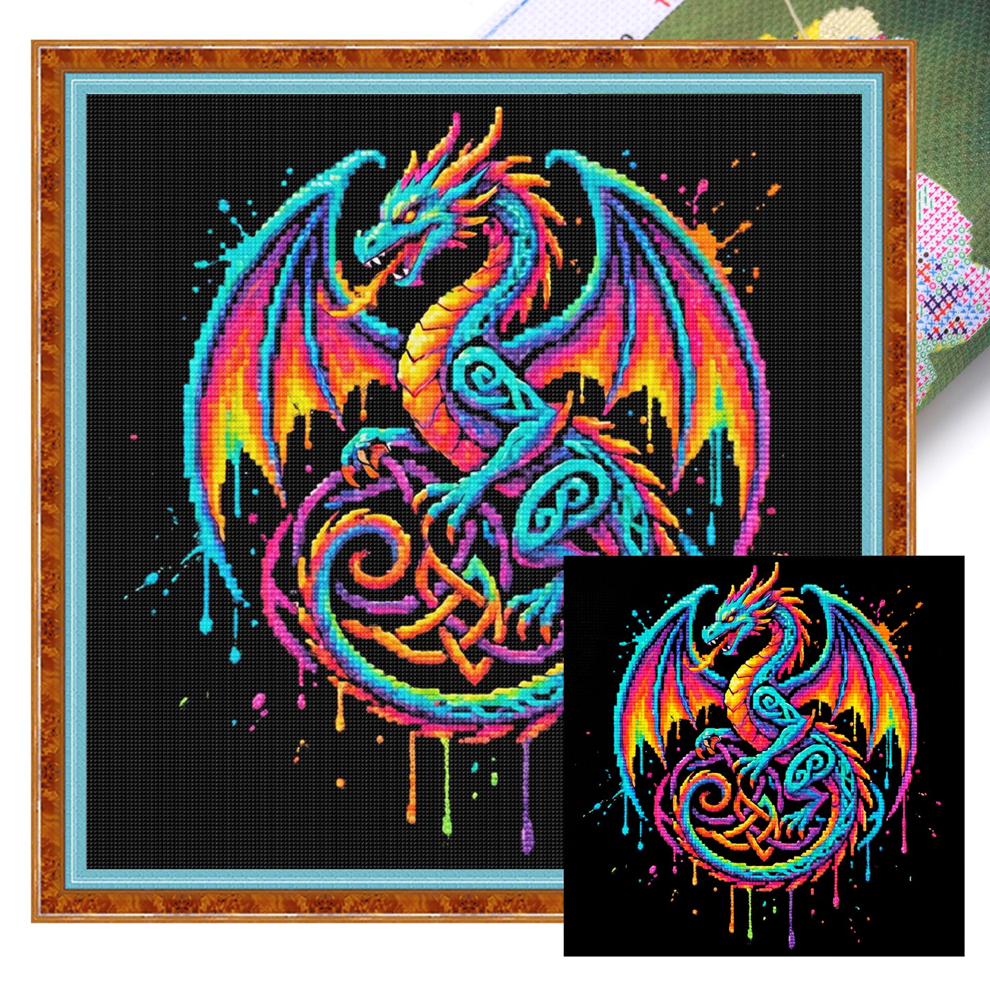Celtic Knot Dragon - Full 14CT Stamped Cross Stitch 30x30CM - Huacan