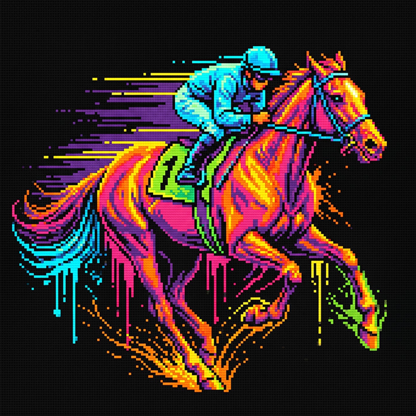 Racing Horse - Full 14CT Stamped Cross Stitch 30x30CM - Huacan