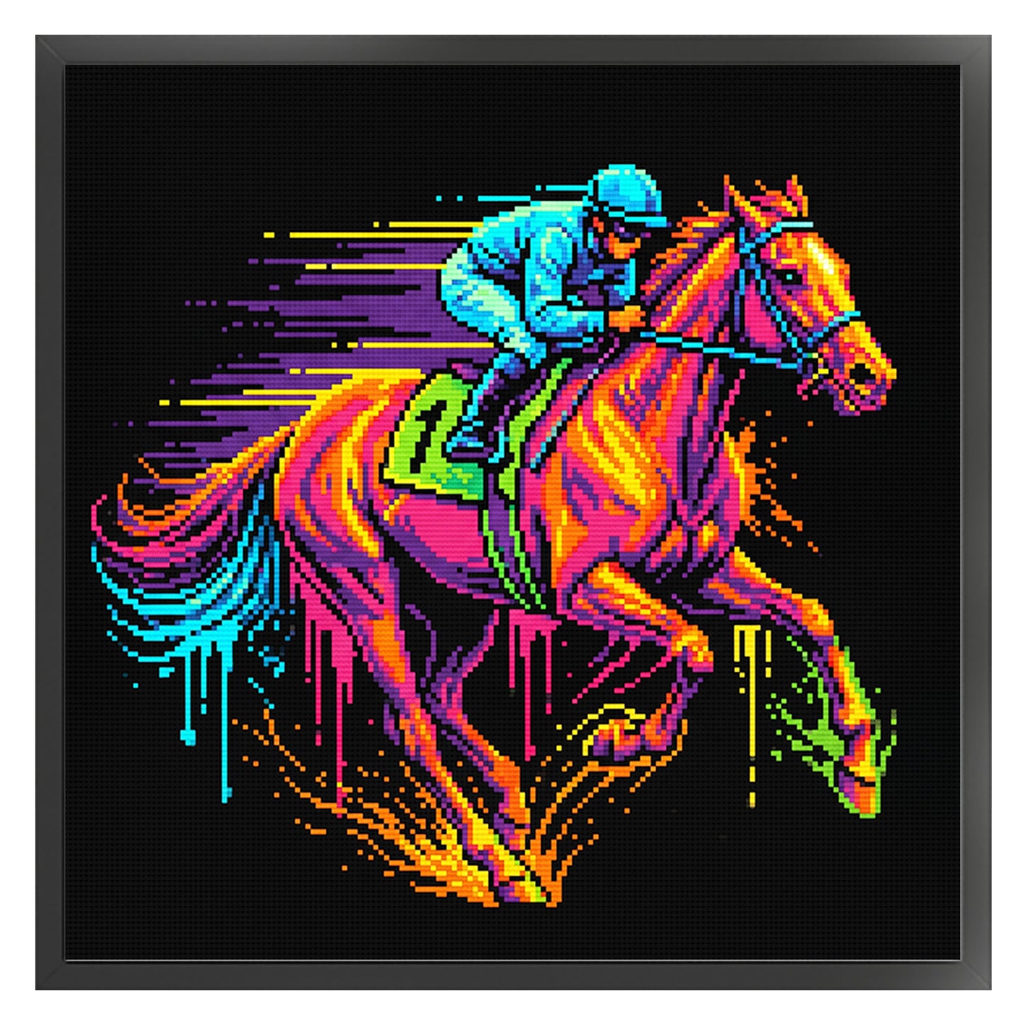 Racing Horse - Full 14CT Stamped Cross Stitch 30x30CM - Huacan