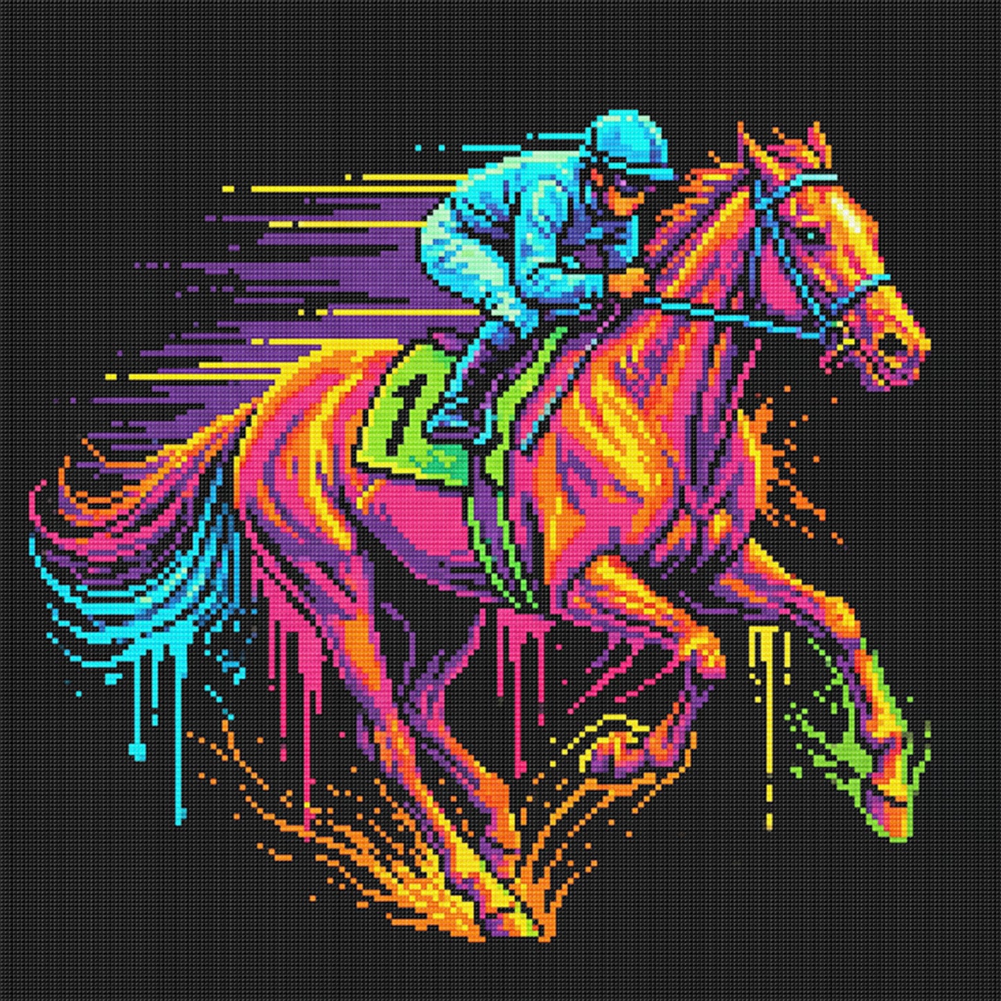 Racing Horse - Full 14CT Stamped Cross Stitch 30x30CM - Huacan