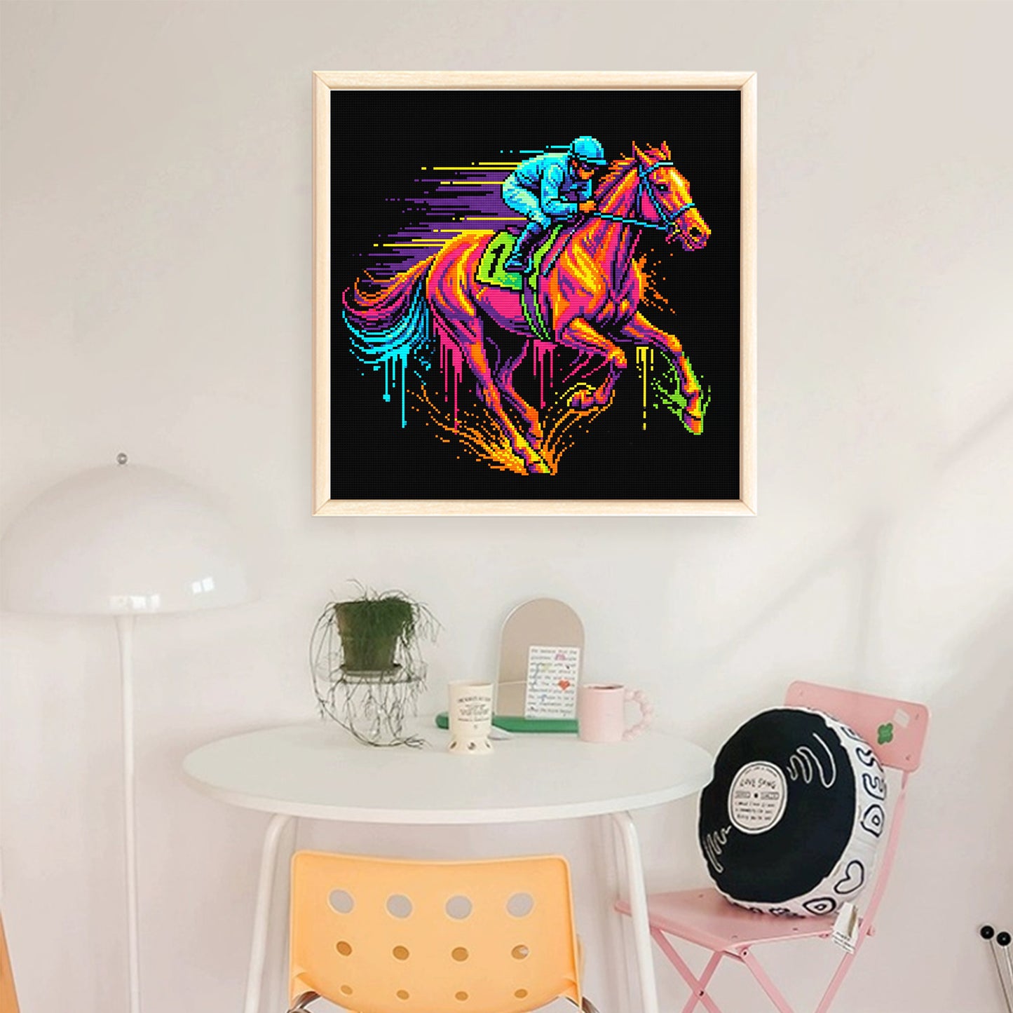 Racing Horse - Full 14CT Stamped Cross Stitch 30x30CM - Huacan