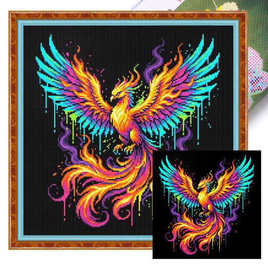 Fire Phoenix - Full 14CT Stamped Cross Stitch 30x30CM - Huacan