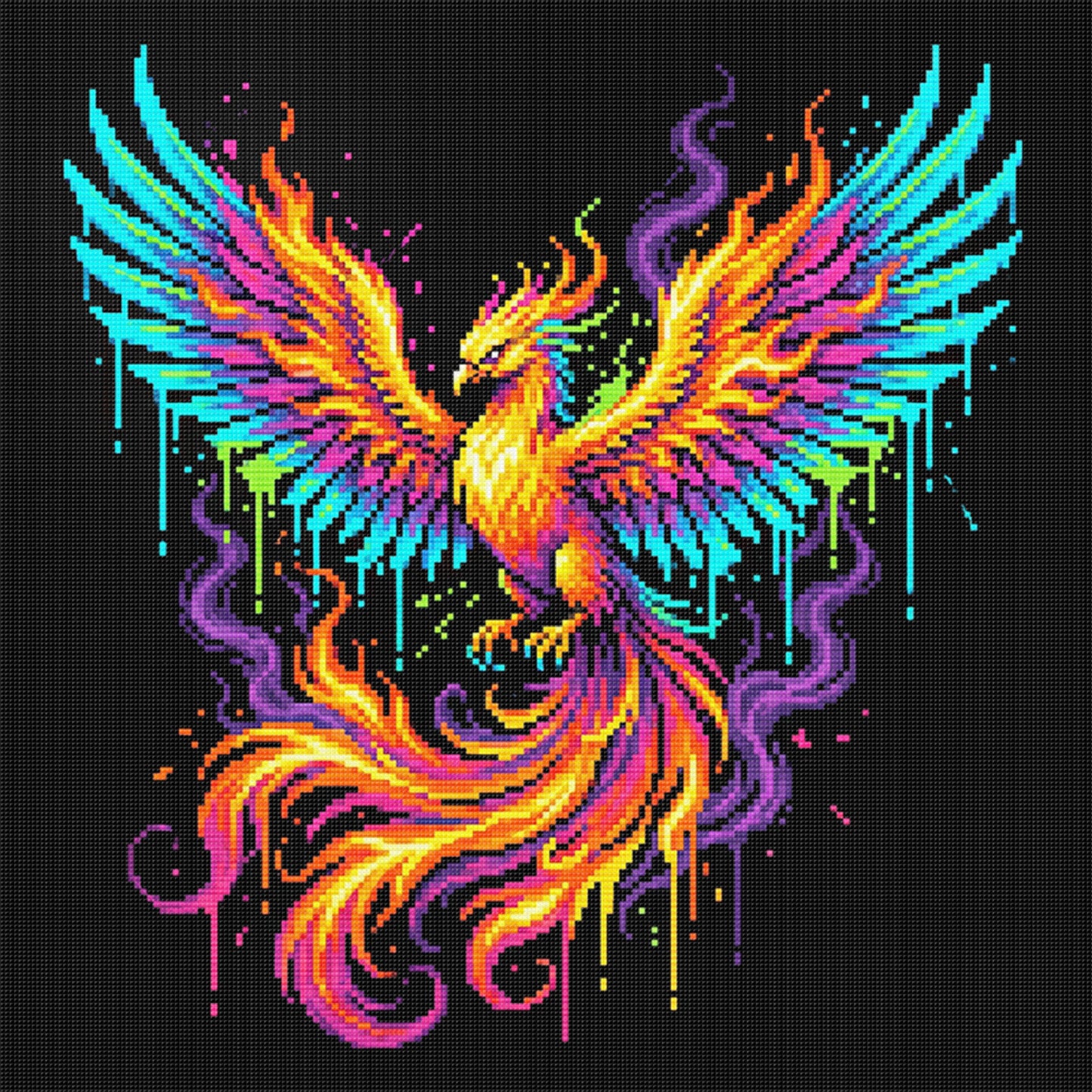 Fire Phoenix - Full 14CT Stamped Cross Stitch 30x30CM - Huacan