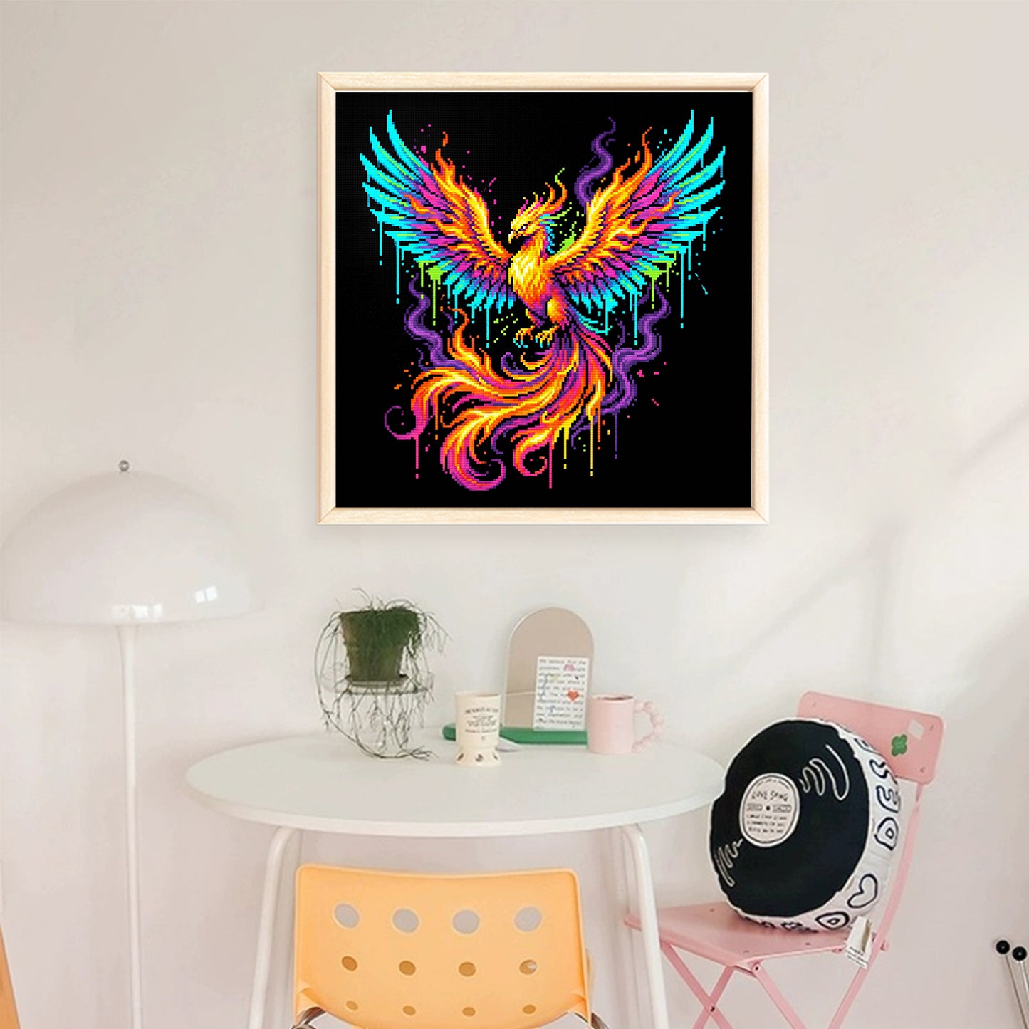Fire Phoenix - Full 14CT Stamped Cross Stitch 30x30CM - Huacan