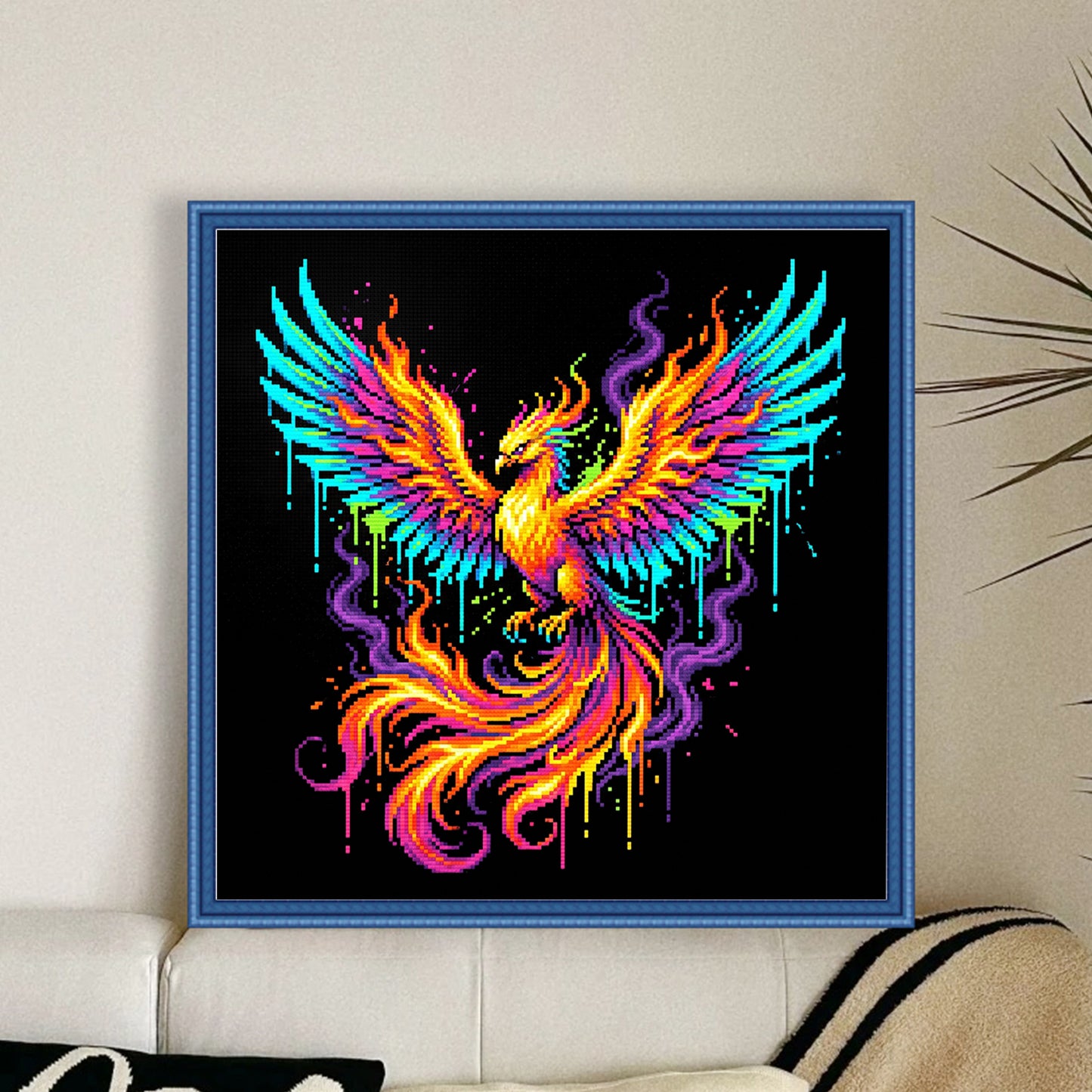 Fire Phoenix - Full 14CT Stamped Cross Stitch 30x30CM - Huacan