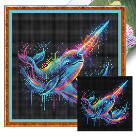 Narwhal - Full 14CT Stamped Cross Stitch 30x30CM - Huacan