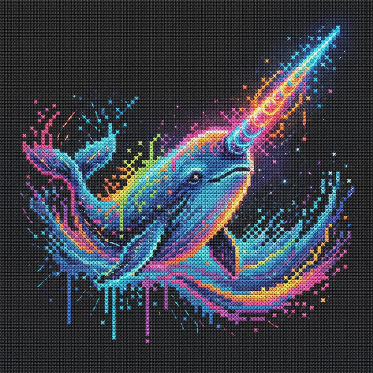 Narwhal - Full 14CT Stamped Cross Stitch 30x30CM - Huacan