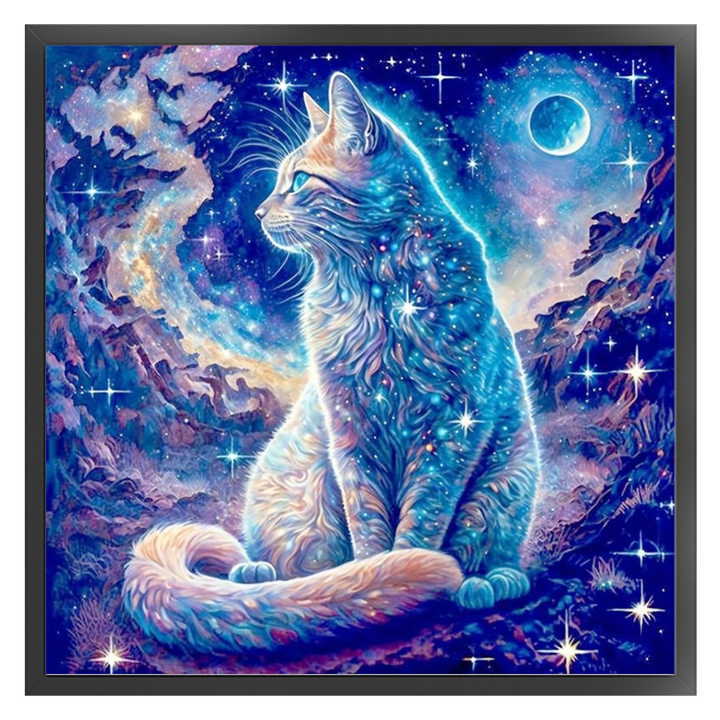 Magic Cat - Full 11CT Stamped Cross Stitch 40x40CM - Yishu