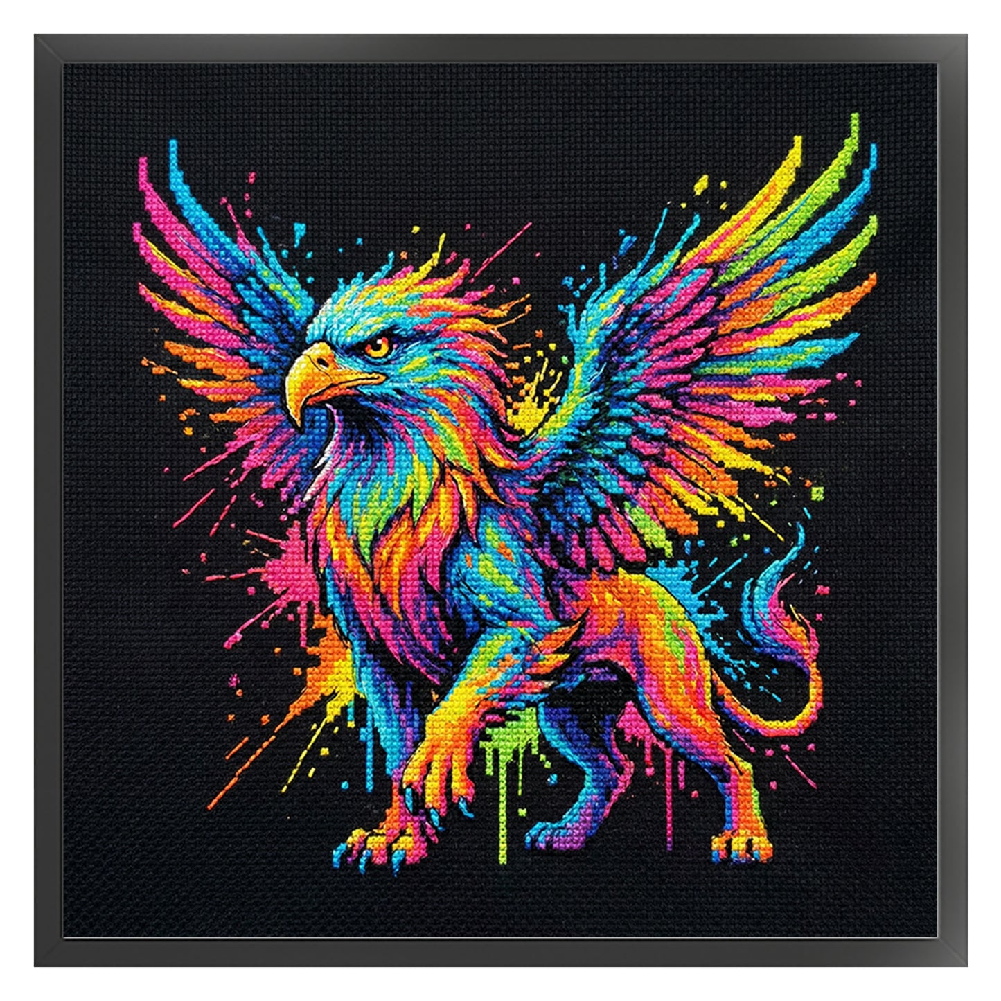 Colorful Splash Griffin - Full 14CT Counted Cross Stitch 30x30CM - Yishu