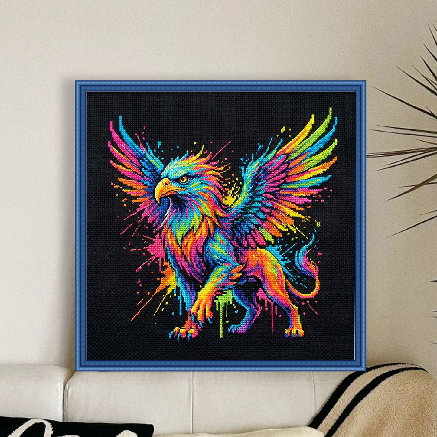 Colorful Splash Griffin - Full 14CT Counted Cross Stitch 30x30CM - Yishu