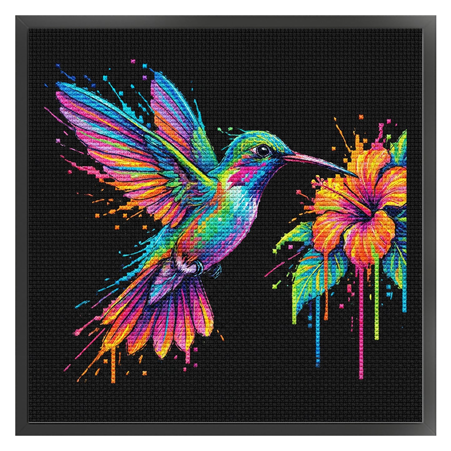 Colorful Splash Hummingbird - Full 14CT Counted Cross Stitch 30x30CM - Yishu
