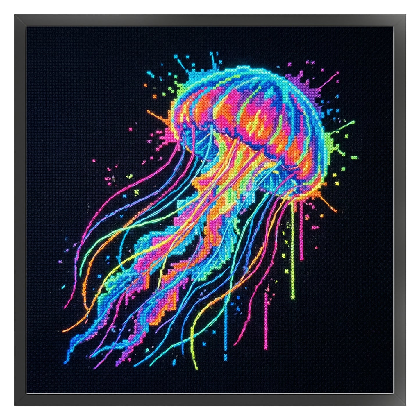 Colorful Splash Jellyfish - Full 14CT Counted Cross Stitch 30x30CM - Yishu