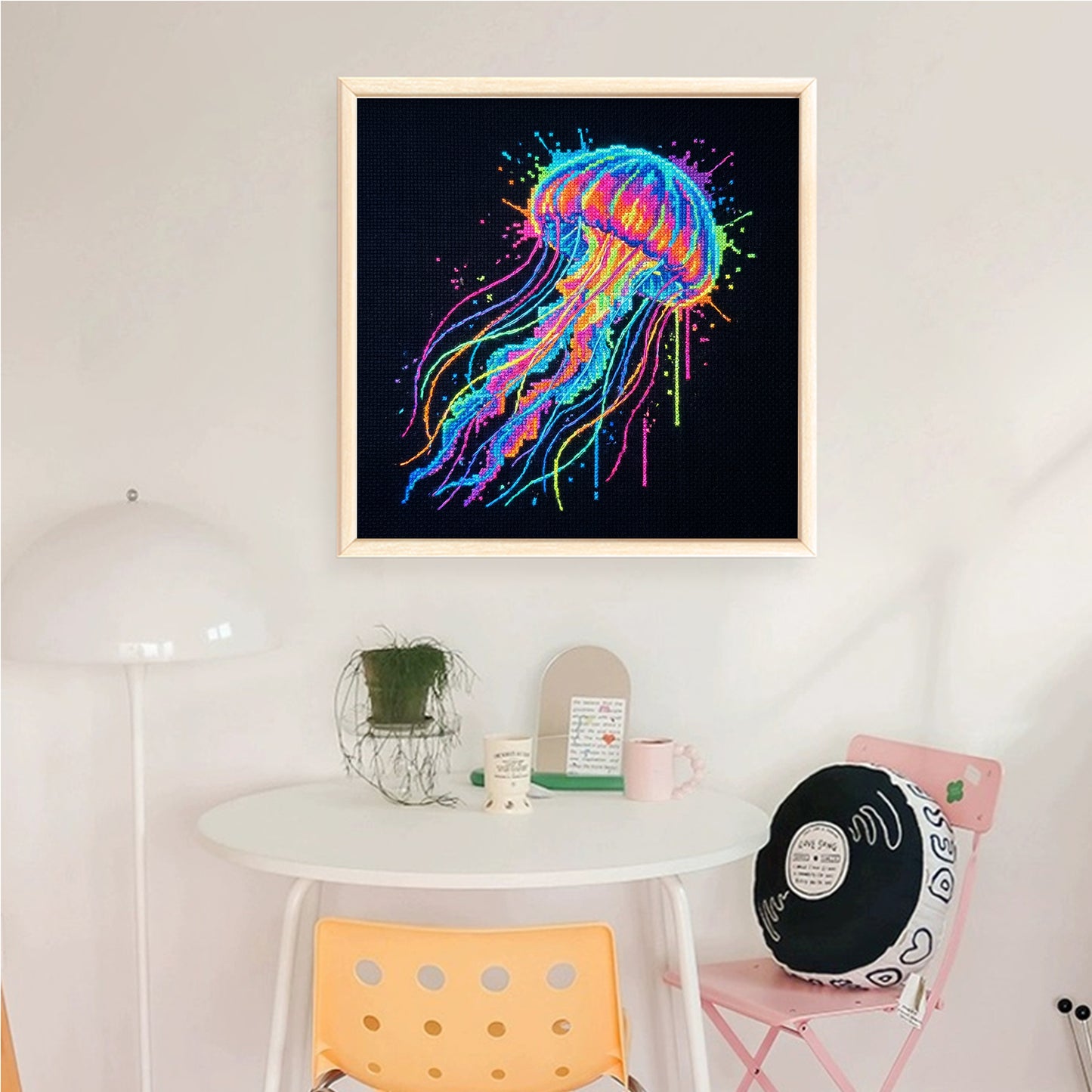 Colorful Splash Jellyfish - Full 14CT Counted Cross Stitch 30x30CM - Yishu