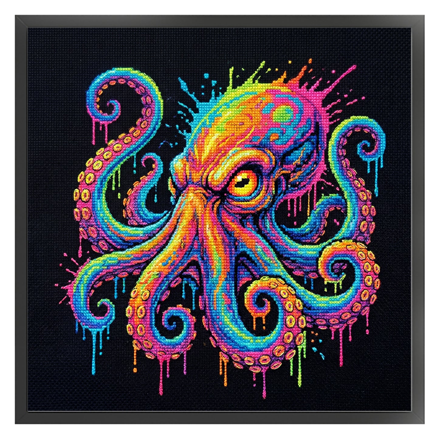 Colorful Splash Octopus - Full 14CT Counted Cross Stitch 30x30CM - Yishu