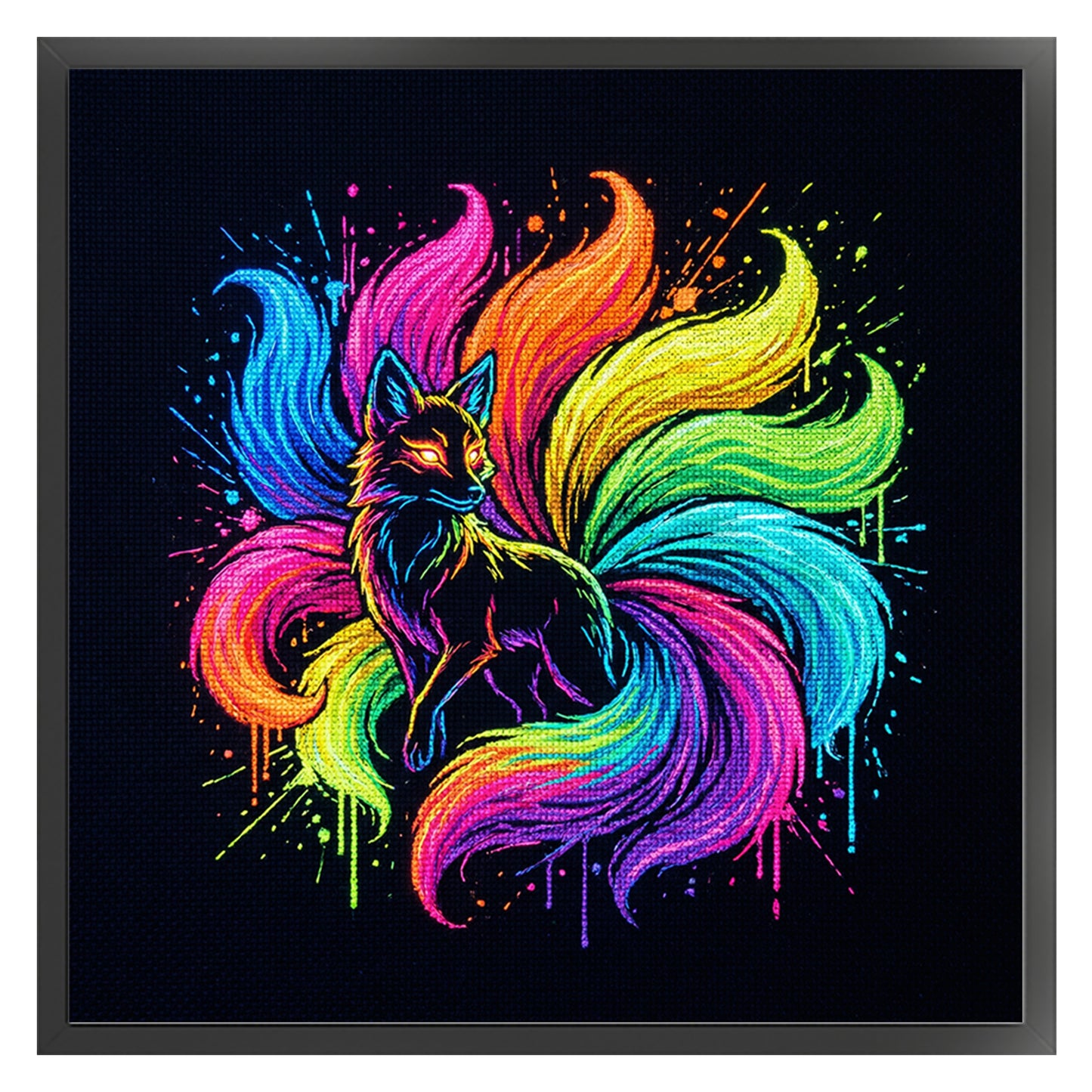 Colorful Splash Nine-Tailed - Full 14CT Counted Cross Stitch 30x30CM - Yishu