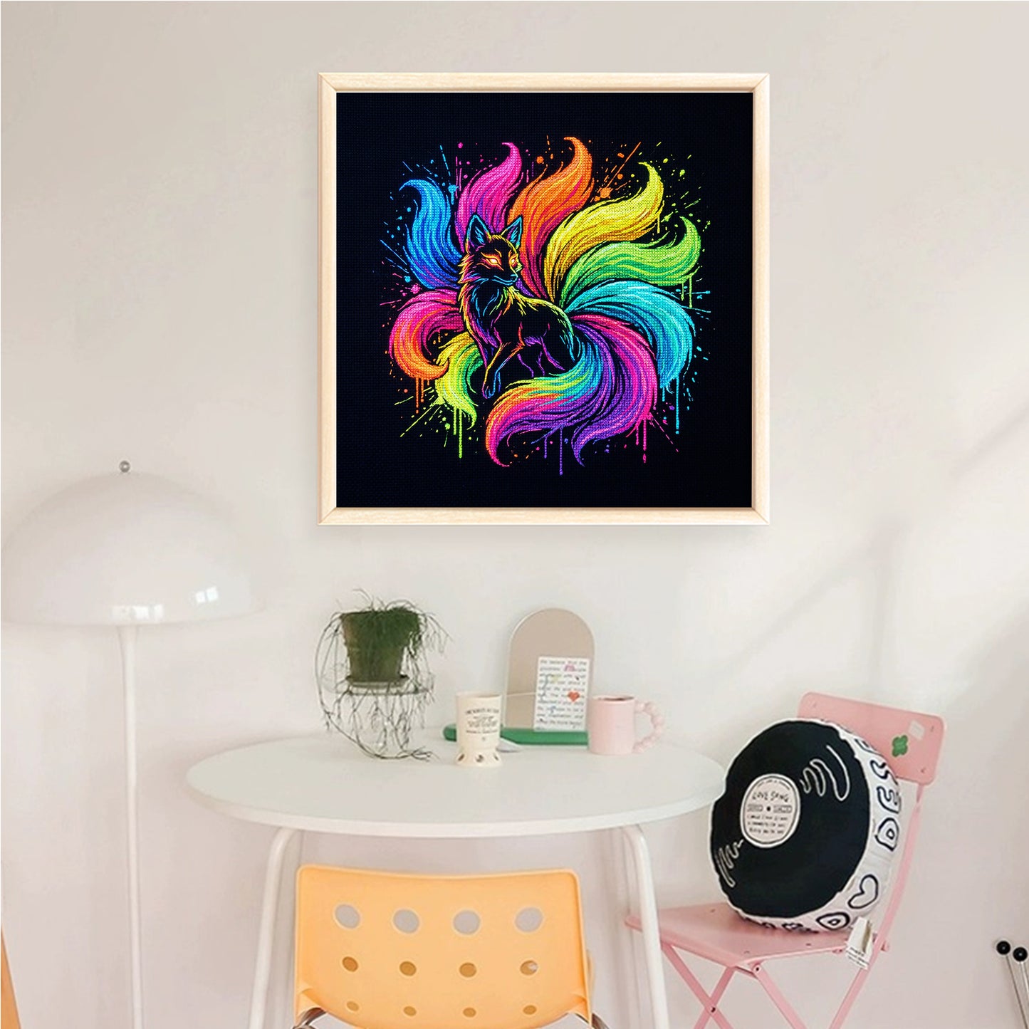 Colorful Splash Nine-Tailed - Full 14CT Counted Cross Stitch 30x30CM - Yishu