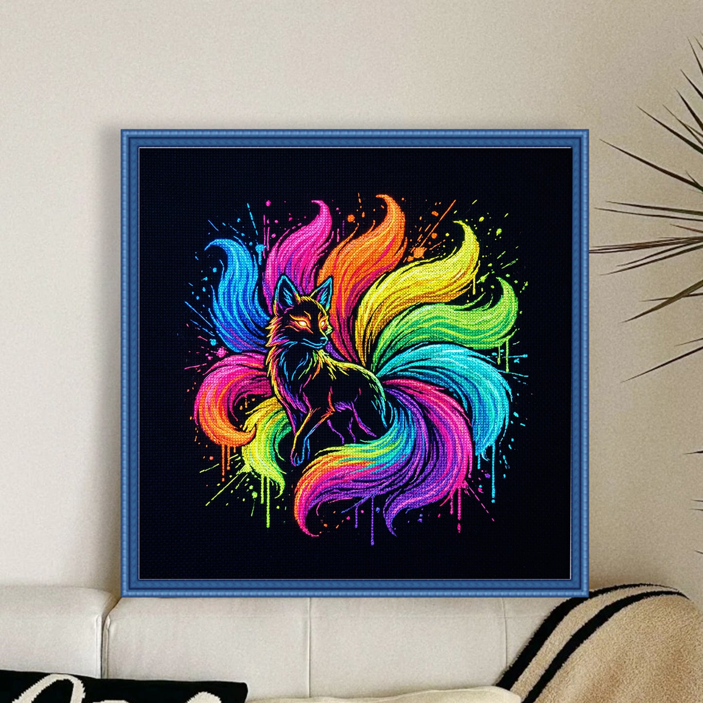 Colorful Splash Nine-Tailed - Full 14CT Counted Cross Stitch 30x30CM - Yishu
