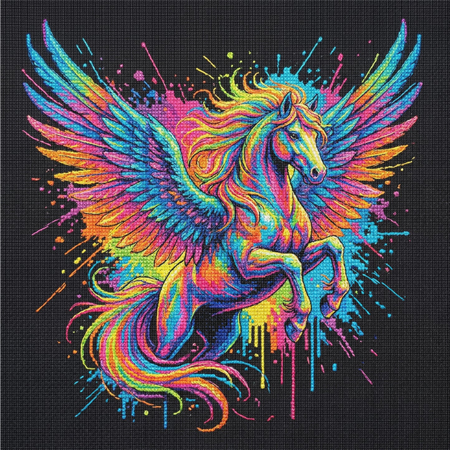 Colorful Splash Pegasus - Full 14CT Counted Cross Stitch 30x30CM - Yishu