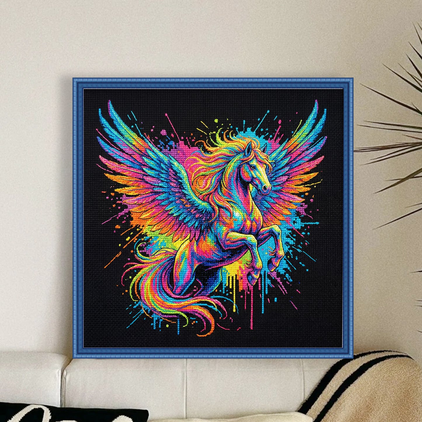 Colorful Splash Pegasus - Full 14CT Counted Cross Stitch 30x30CM - Yishu