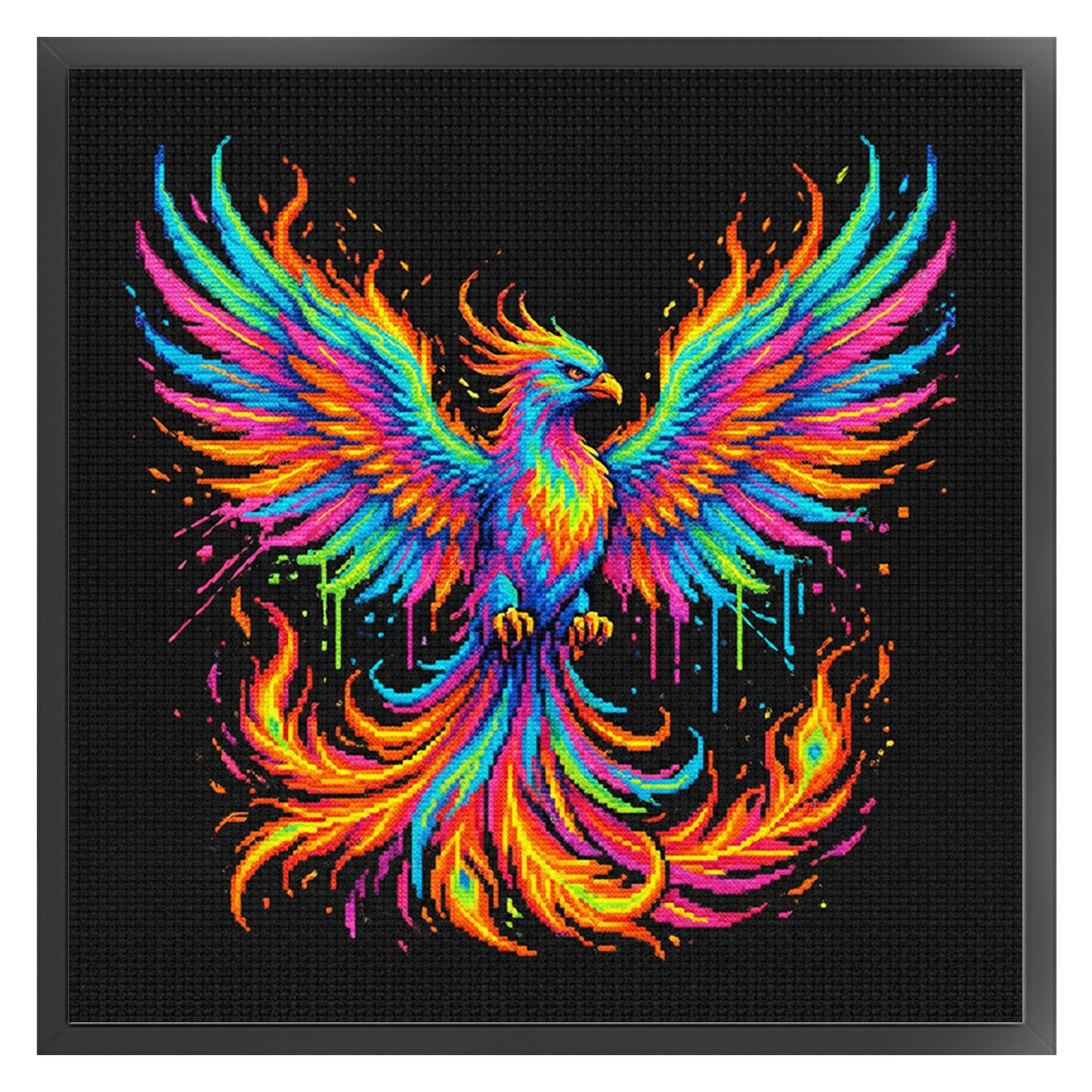 Colorful Splash Phoenix - Full 14CT Counted Cross Stitch 30x30CM - Yishu