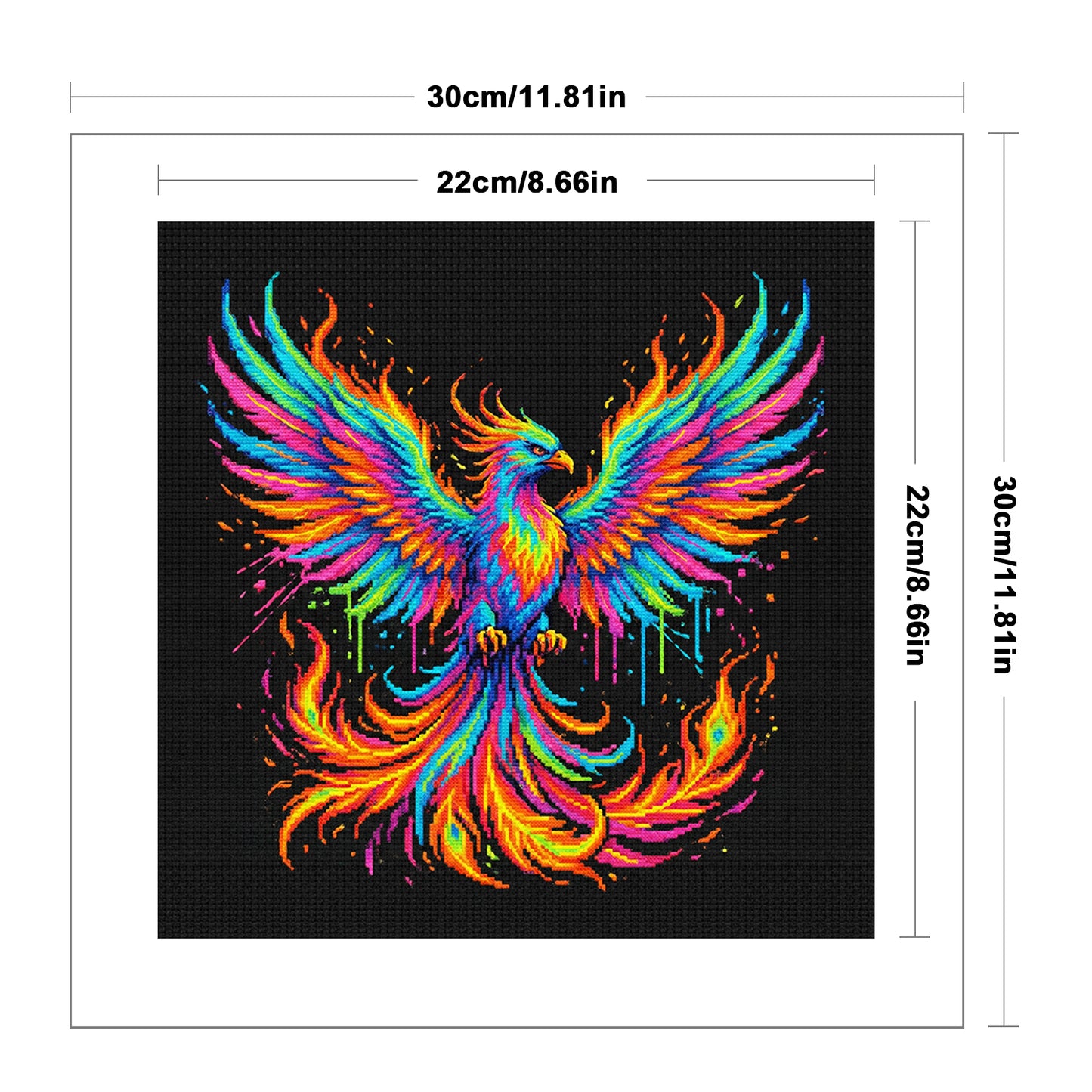 Colorful Splash Phoenix - Full 14CT Counted Cross Stitch 30x30CM - Yishu