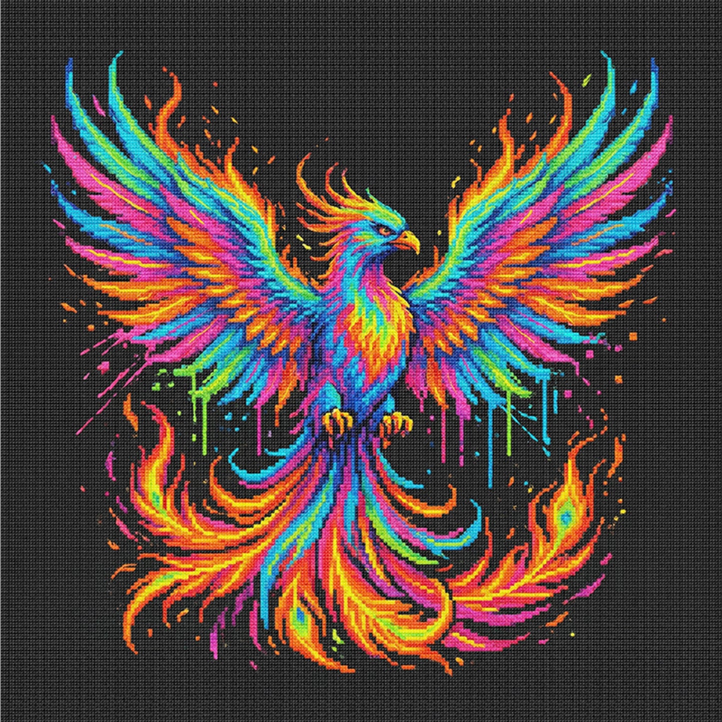 Colorful Splash Phoenix - Full 14CT Counted Cross Stitch 30x30CM - Yishu