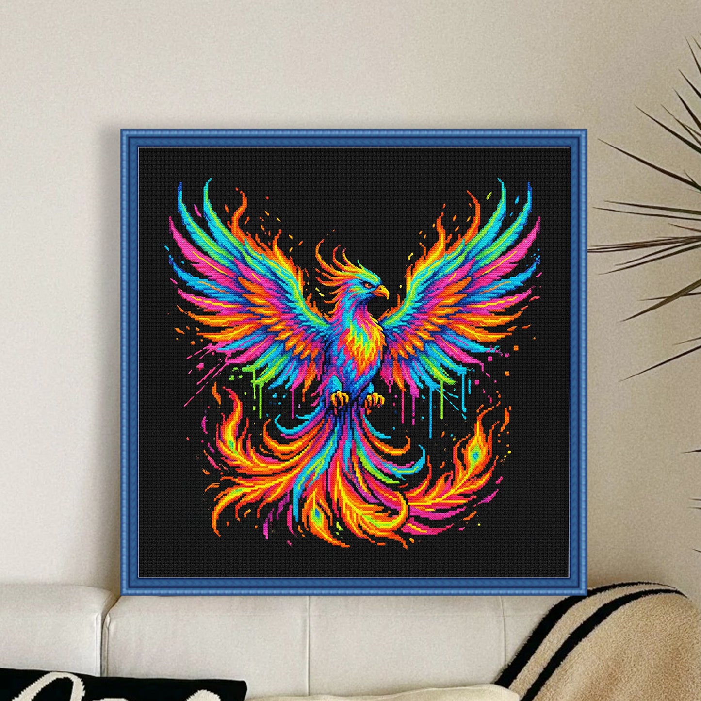 Colorful Splash Phoenix - Full 14CT Counted Cross Stitch 30x30CM - Yishu