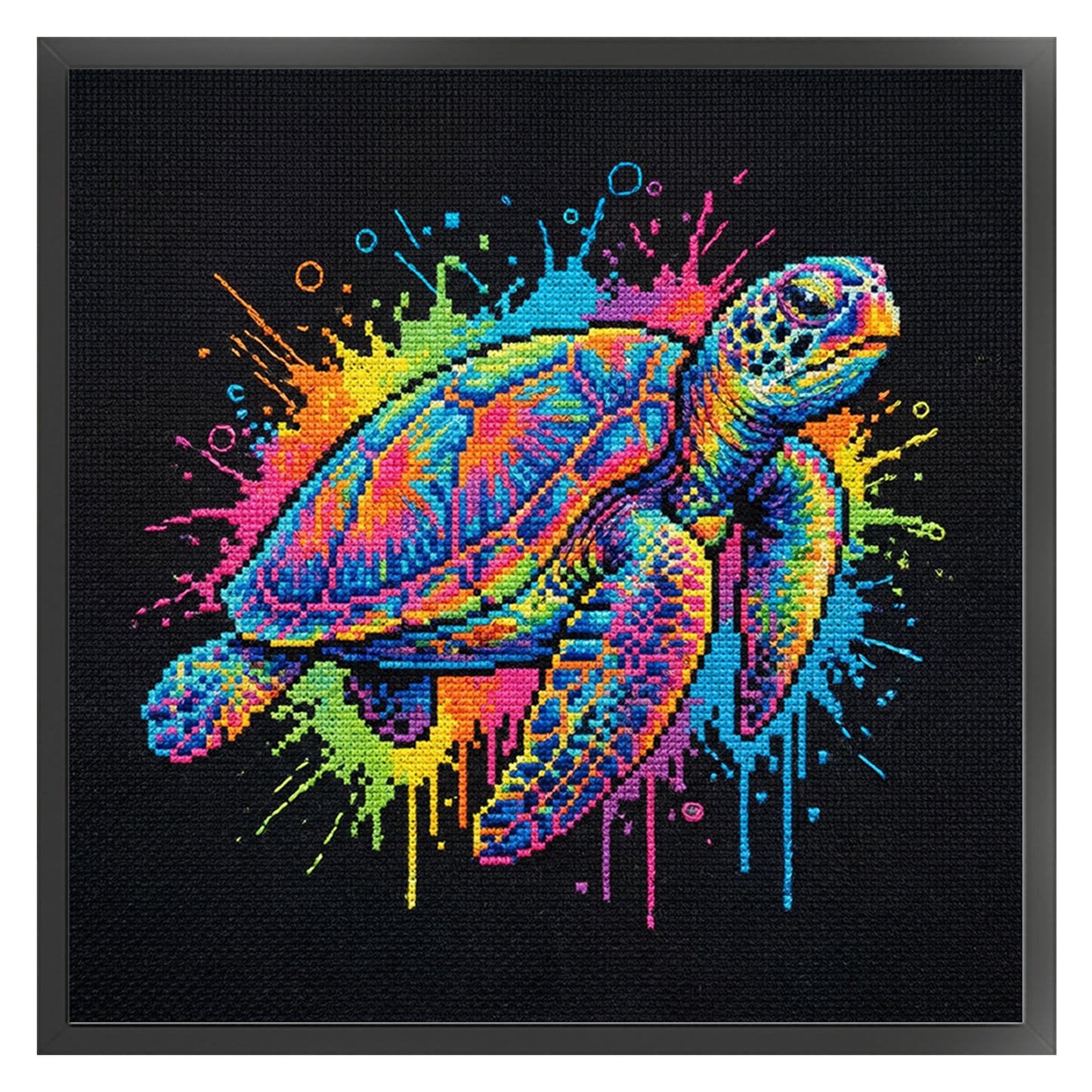 Colorful Splash Turtle - Full 14CT Counted Cross Stitch 30x30CM - Yishu