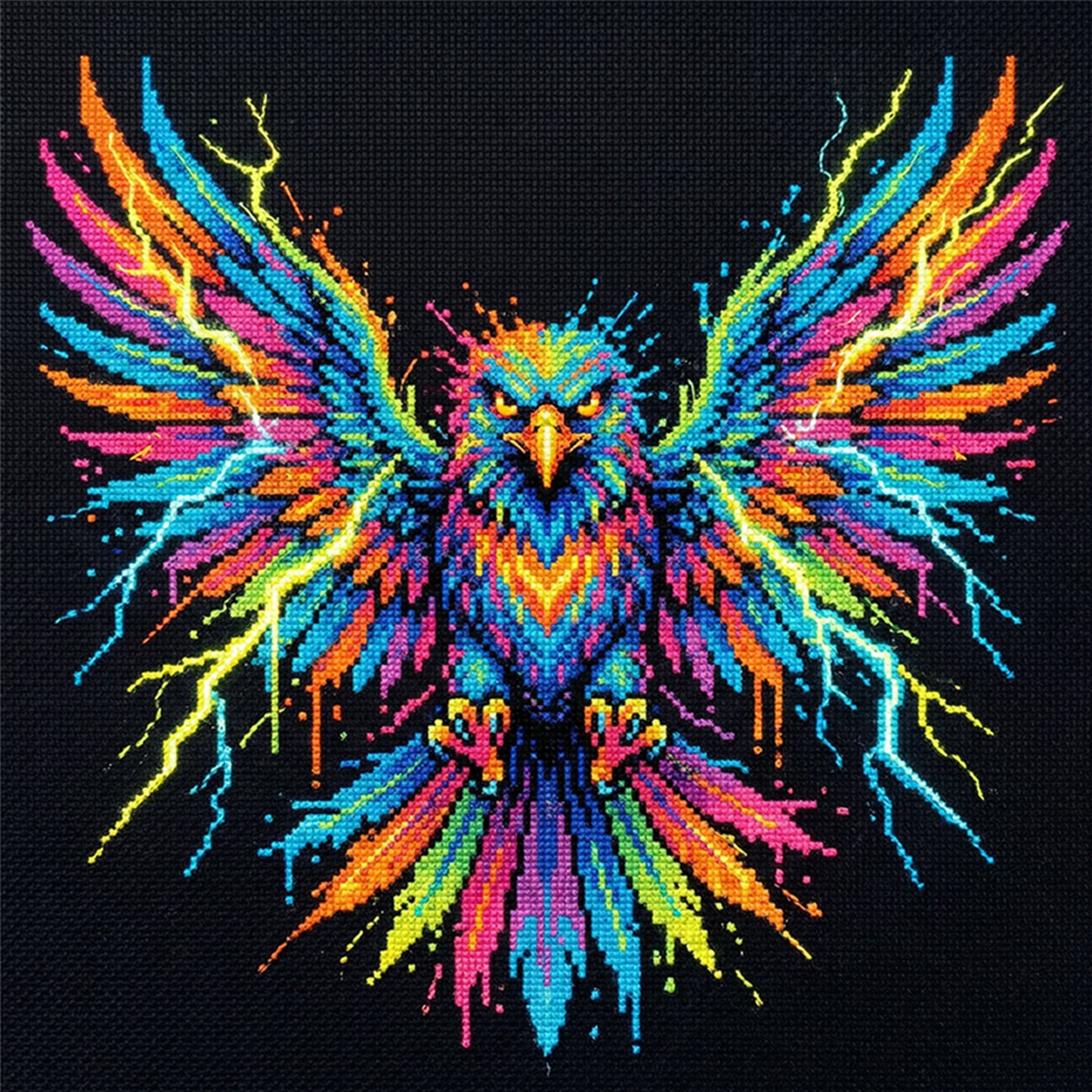 Colorful Splash Eagle - Full 14CT Counted Cross Stitch 30x30CM - Yishu