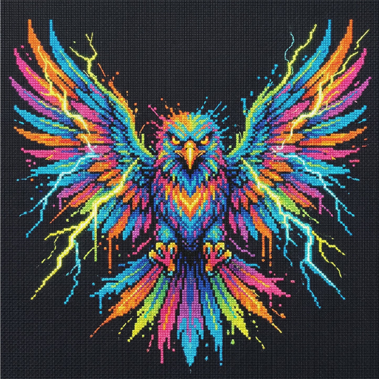 Colorful Splash Eagle - Full 14CT Counted Cross Stitch 30x30CM - Yishu
