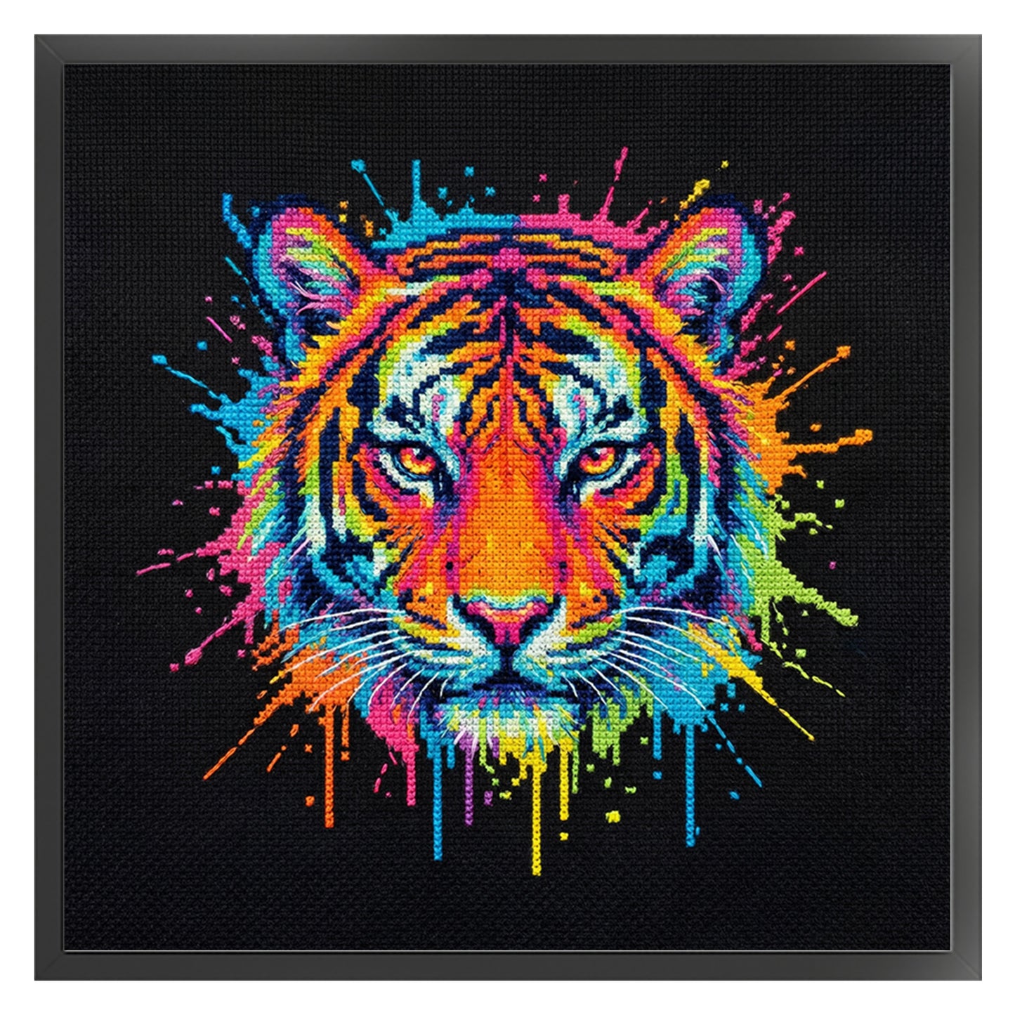 Colorful Splash Tiger - Full 14CT Counted Cross Stitch 30x30CM - Yishu