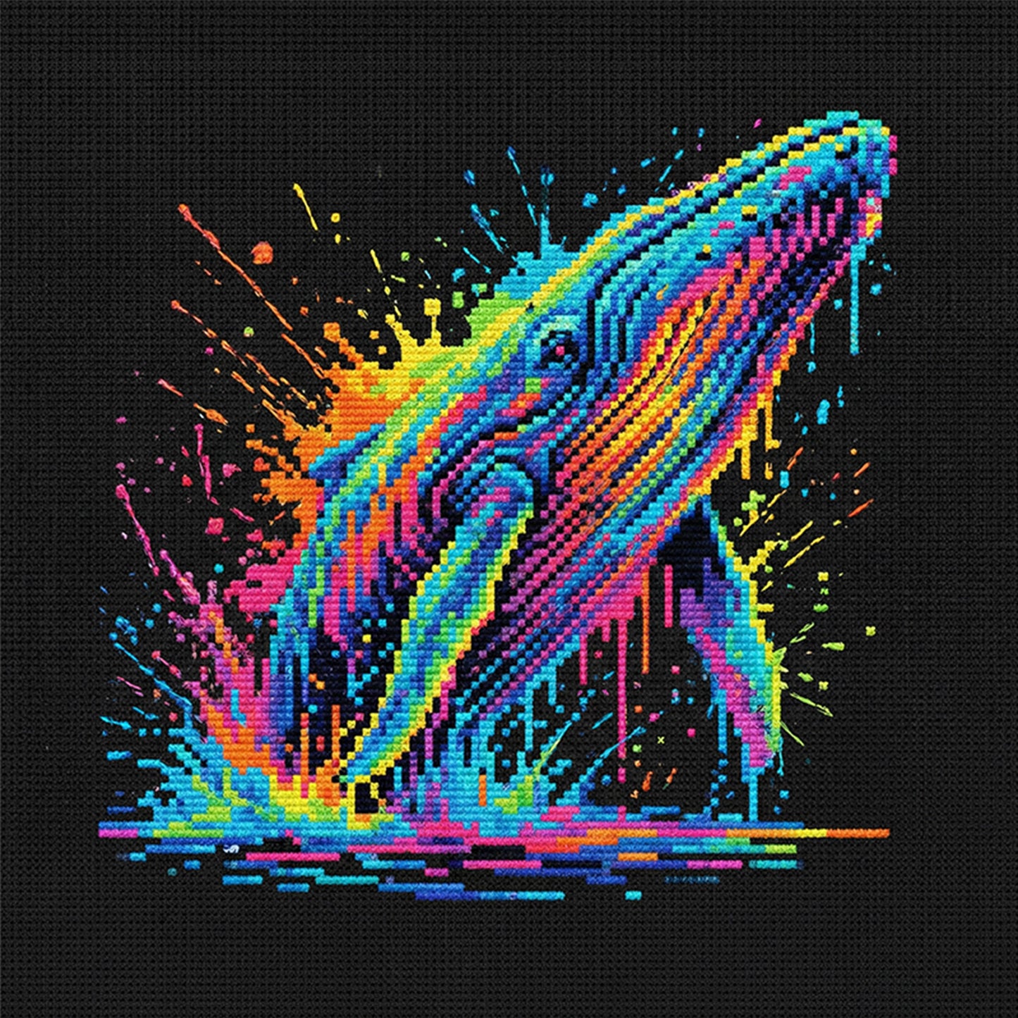 Colorful Splash Whale - Full 14CT Counted Cross Stitch 30x30CM - Yishu