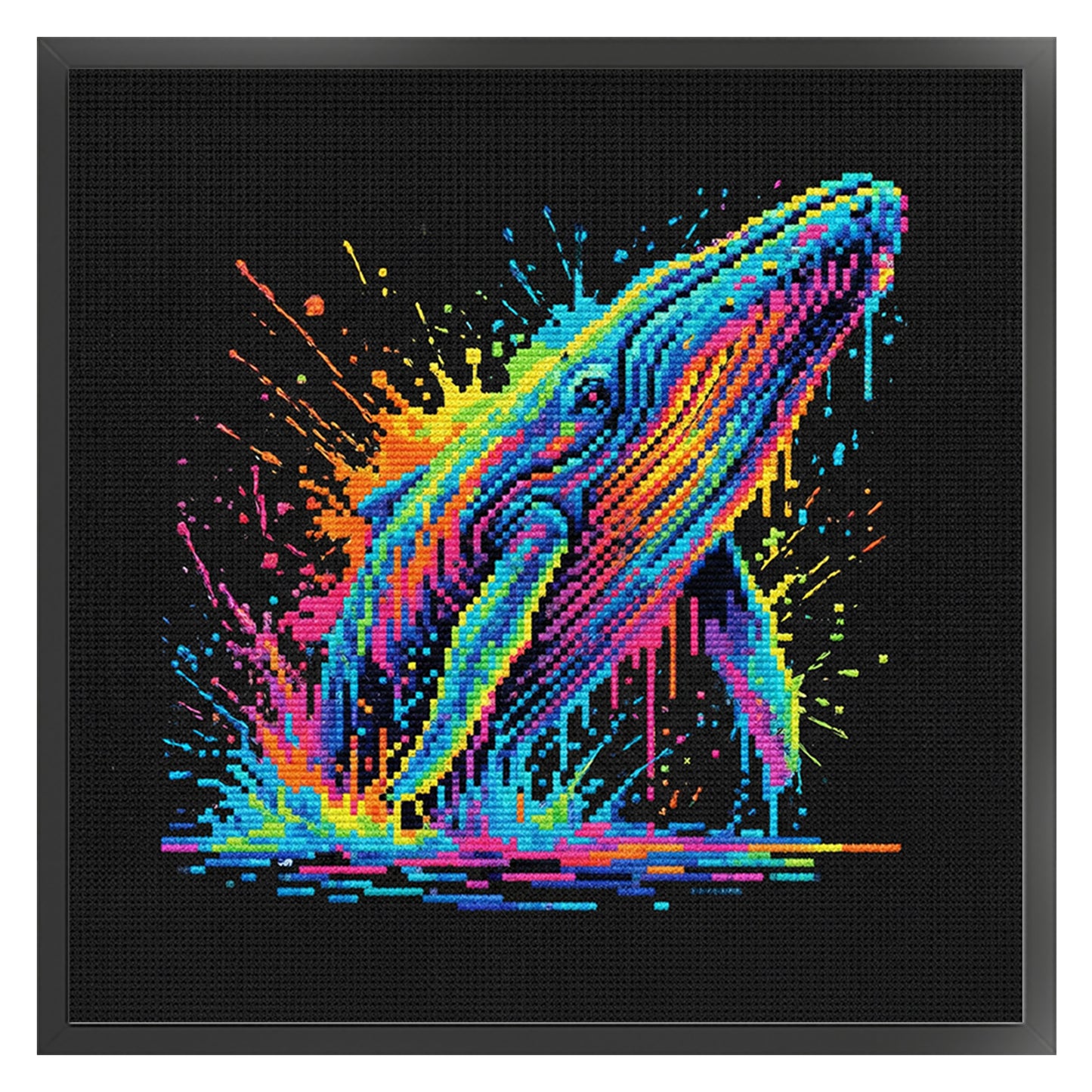 Colorful Splash Whale - Full 14CT Counted Cross Stitch 30x30CM - Yishu