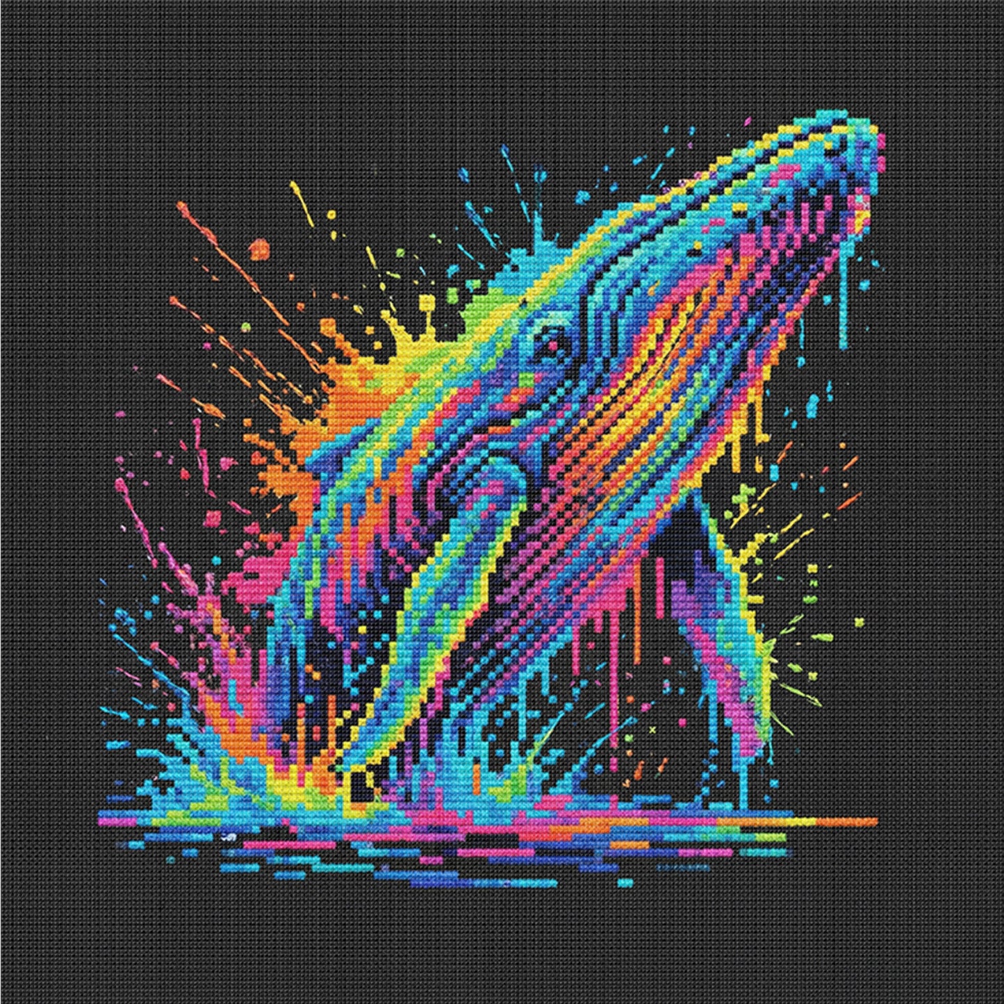 Colorful Splash Whale - Full 14CT Counted Cross Stitch 30x30CM - Yishu