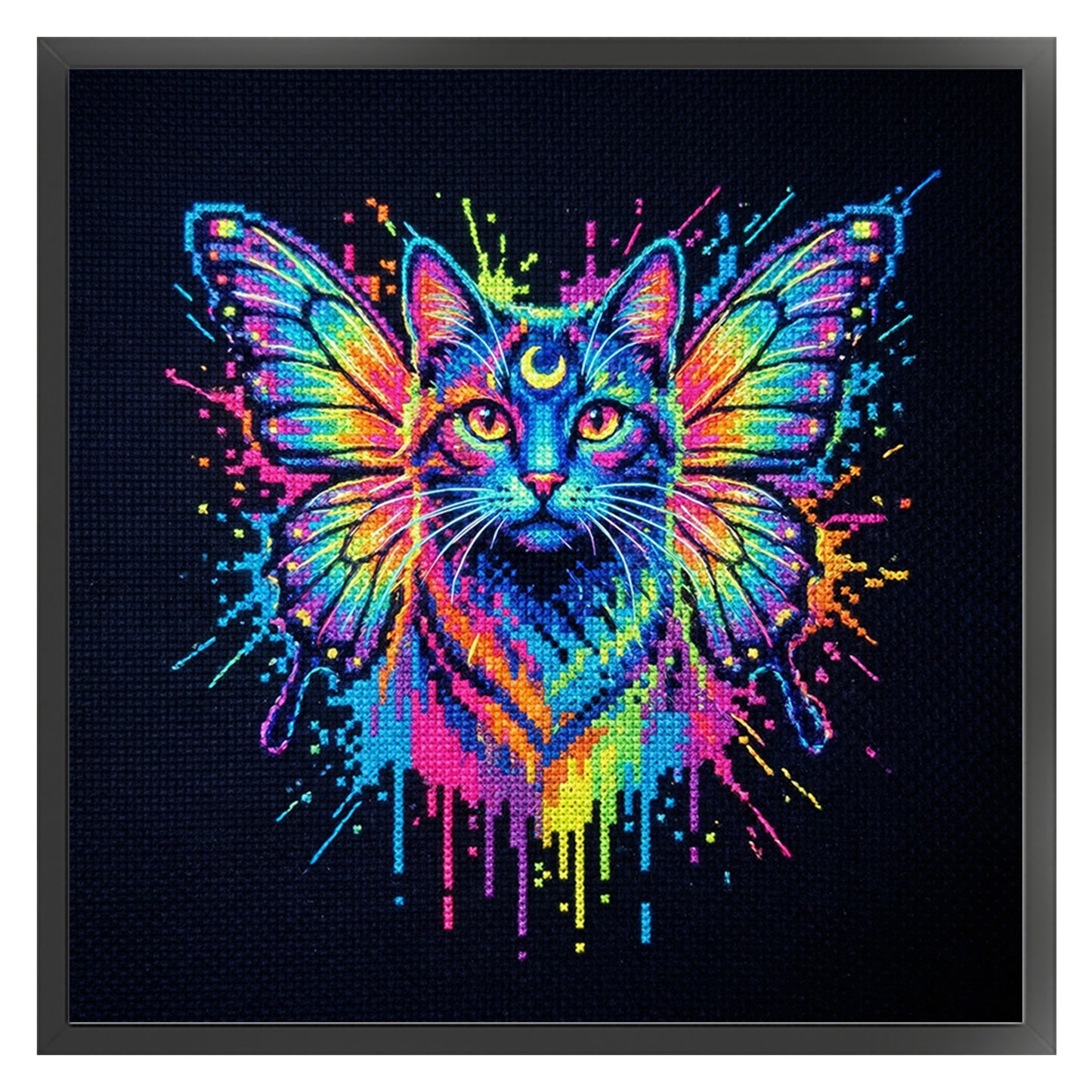 Colorful Splash Cat - Full 14CT Counted Cross Stitch 30x30CM - Yishu