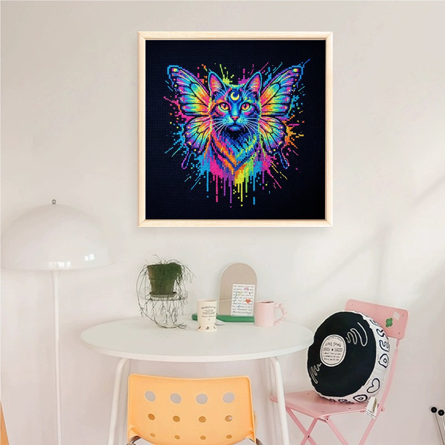 Colorful Splash Cat - Full 14CT Counted Cross Stitch 30x30CM - Yishu