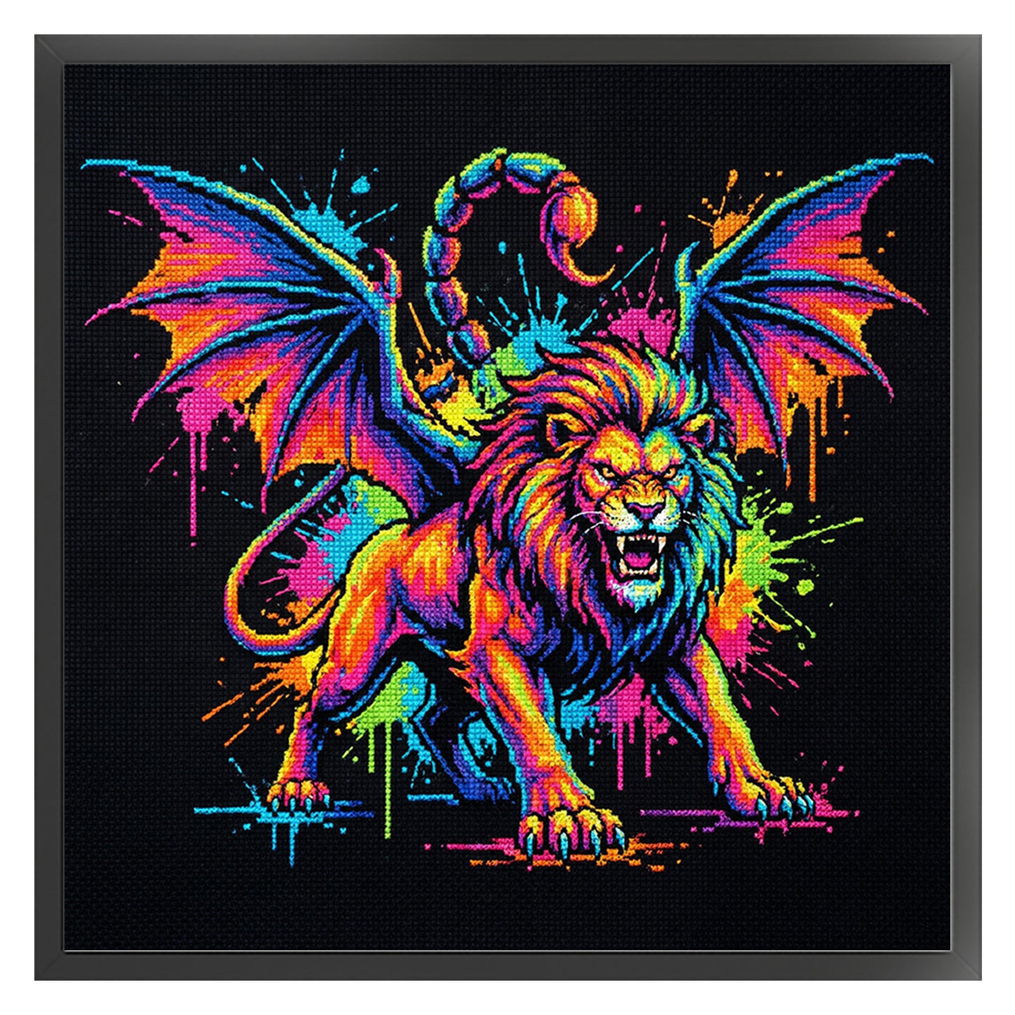 Colorful Splash Manticore - Full 14CT Counted Cross Stitch 30x30CM - Yishu