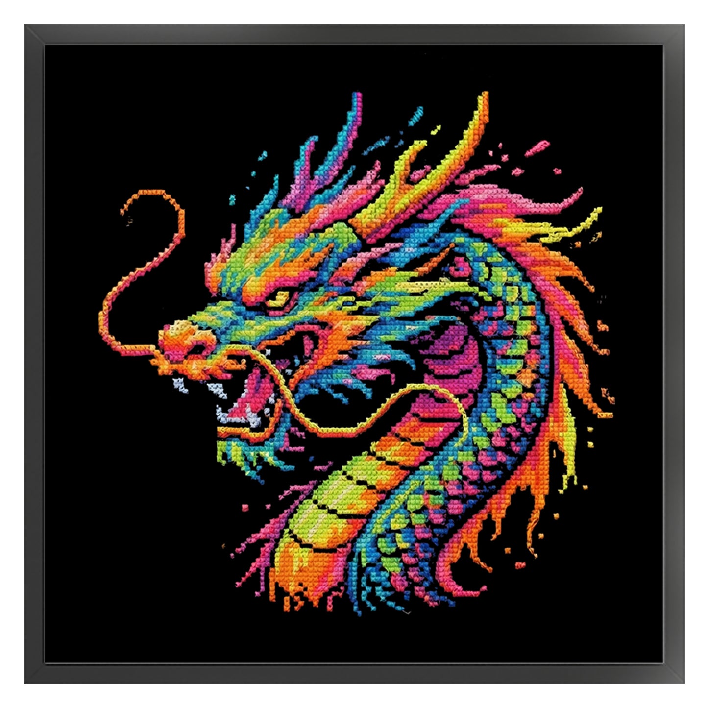 Colorful Splash Dragon-B - Full 14CT Counted Cross Stitch 30x30CM - Yishu