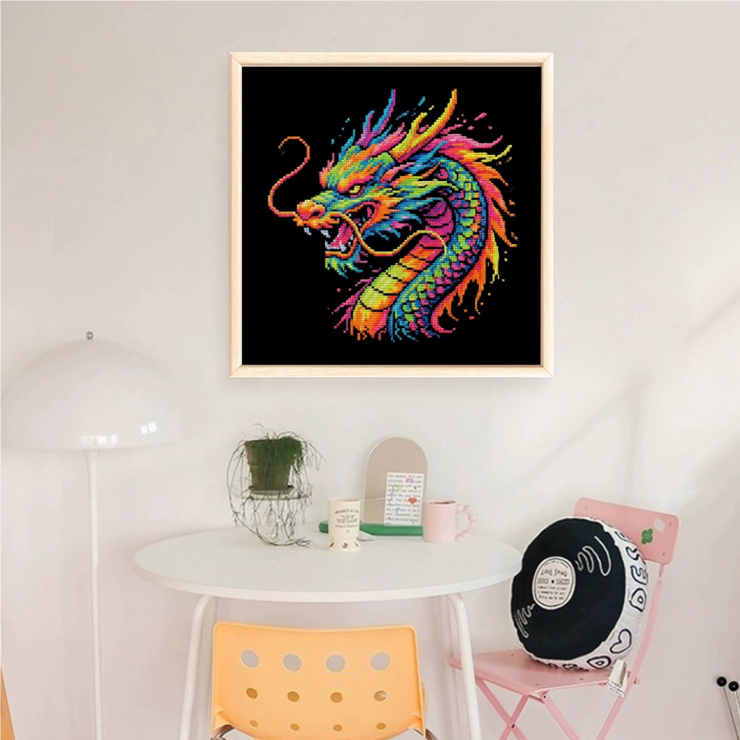 Colorful Splash Dragon-B - Full 14CT Counted Cross Stitch 30x30CM - Yishu