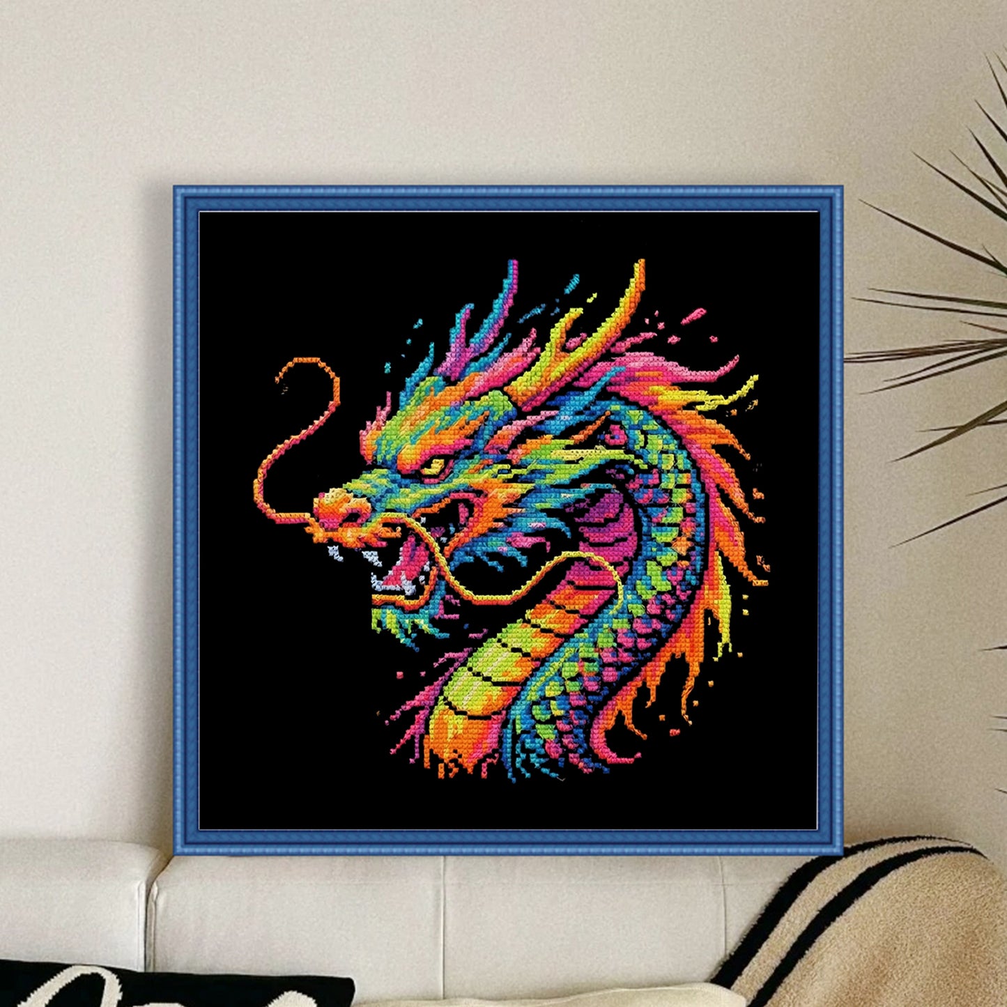 Colorful Splash Dragon-B - Full 14CT Counted Cross Stitch 30x30CM - Yishu