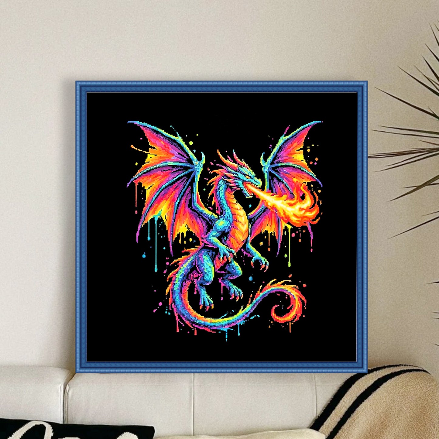 Colorful Splash Dragon-C - Full 14CT Counted Cross Stitch 30x30CM - Yishu