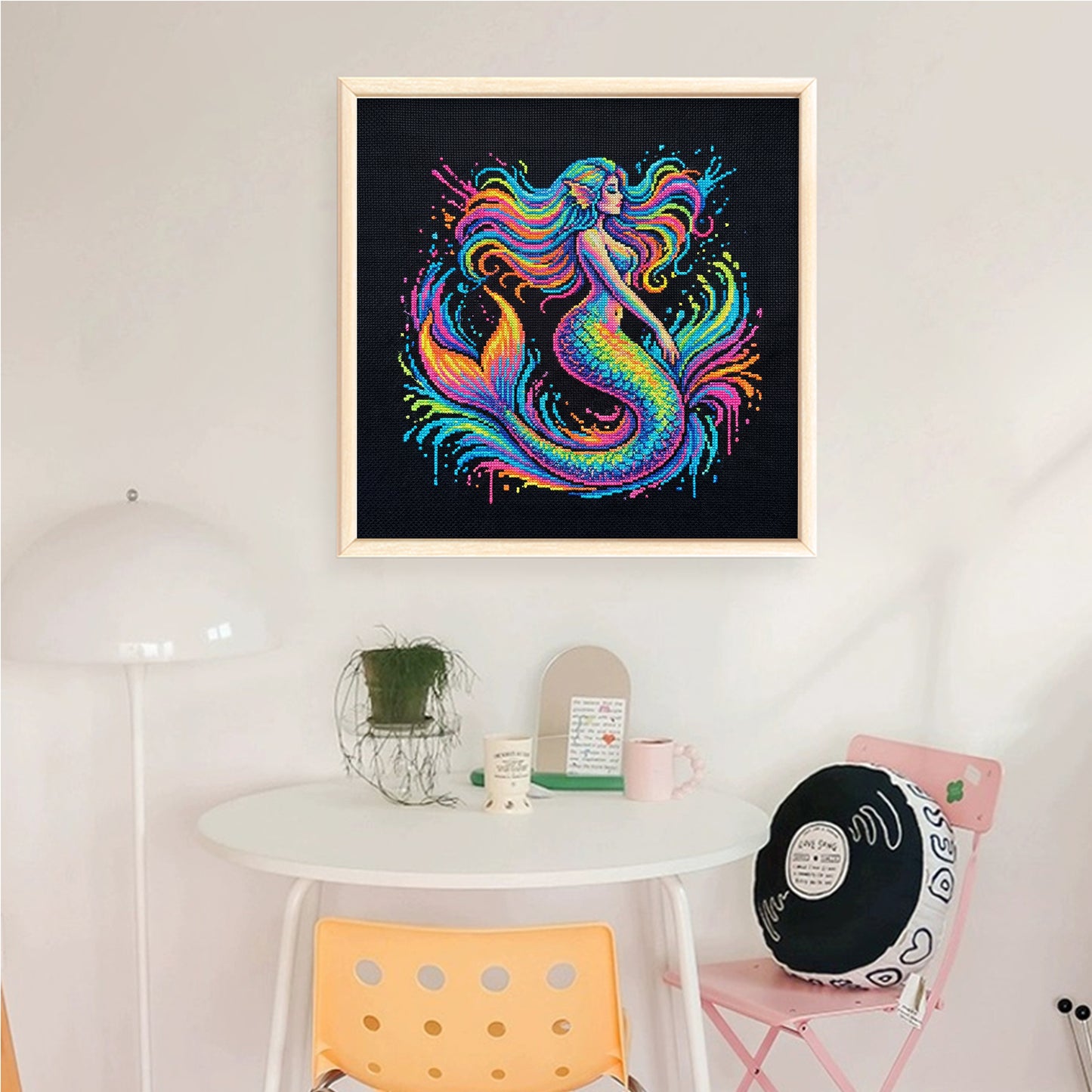 Colorful Splash Mermaid - Full 14CT Counted Cross Stitch 30x30CM - Yishu