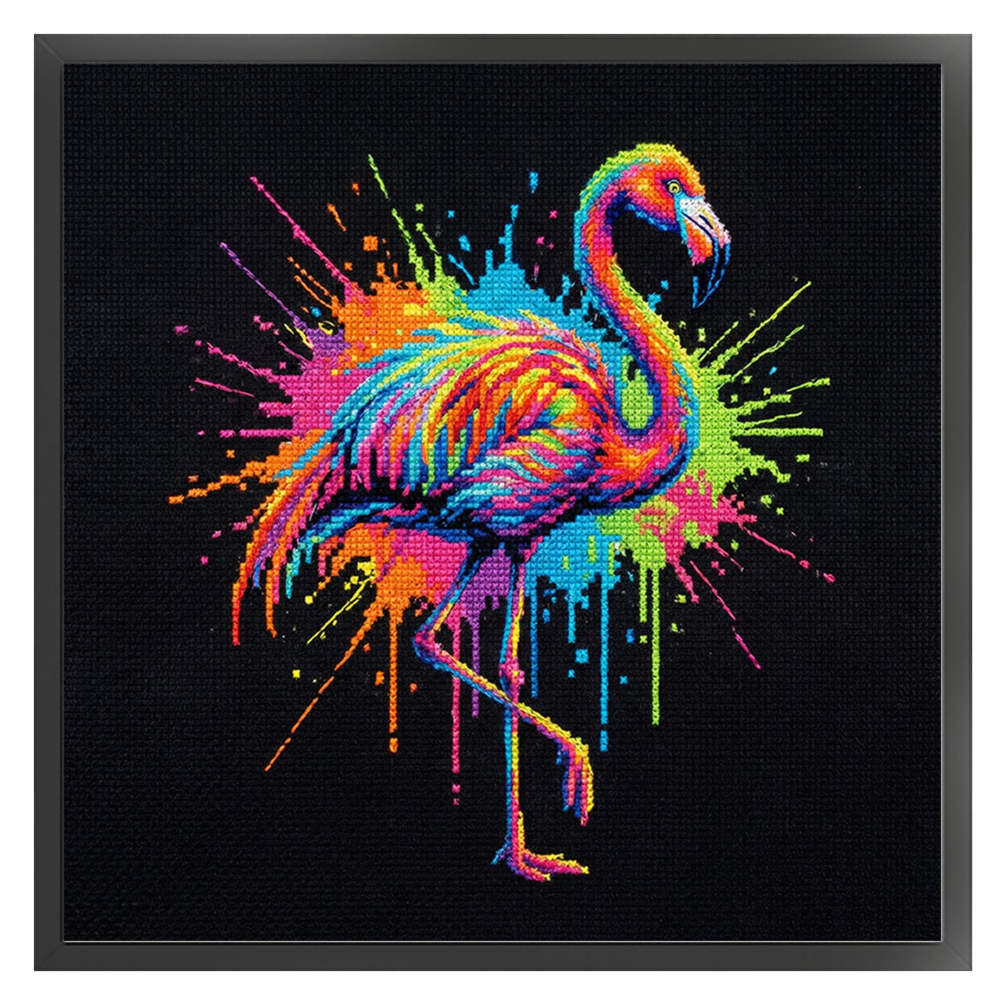 Colorful Splash Flamingo - Full 14CT Counted Cross Stitch 30x30CM - Yishu