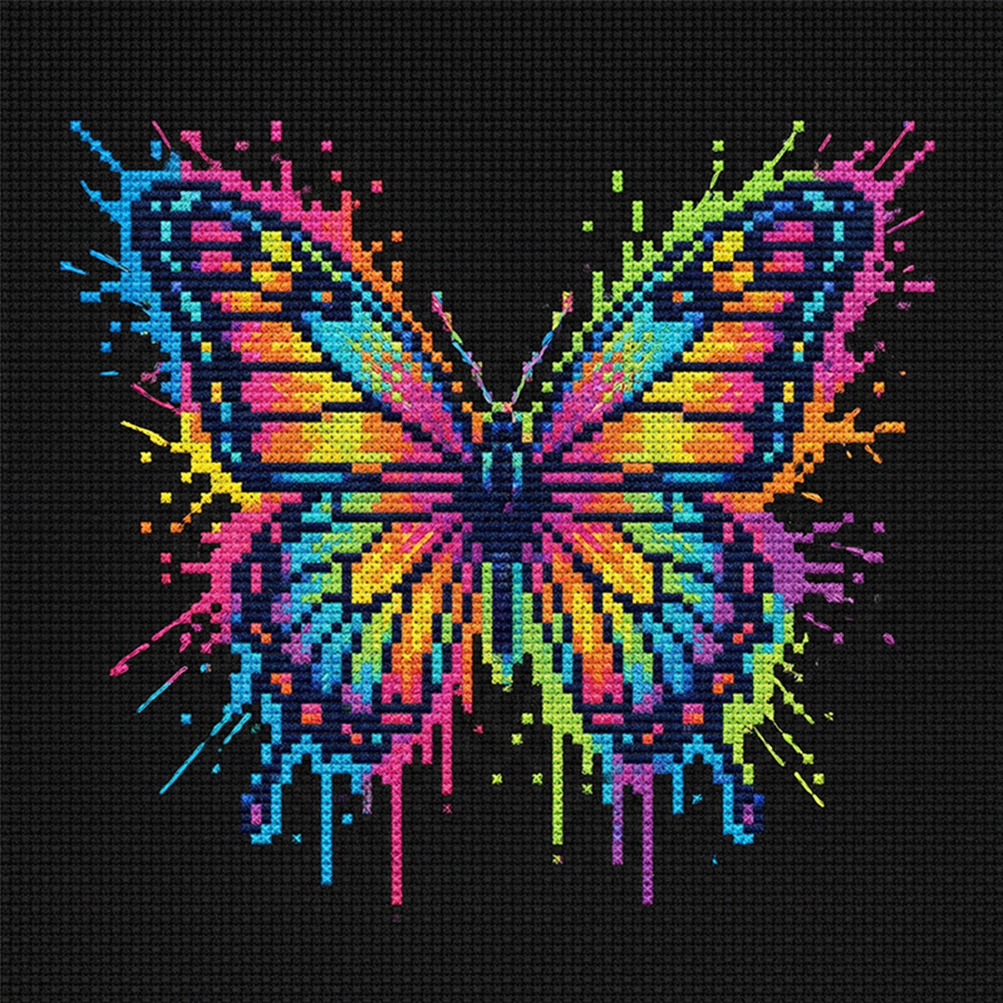 Colorful Splash Butterfly - Full 14CT Counted Cross Stitch 30x30CM - Yishu
