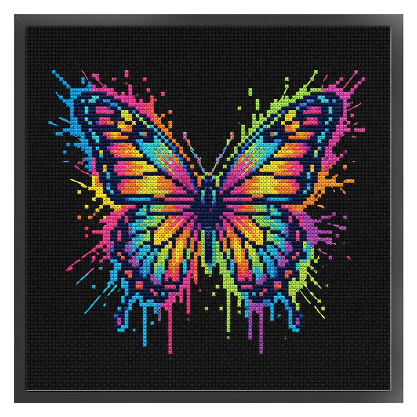 Colorful Splash Butterfly - Full 14CT Counted Cross Stitch 30x30CM - Yishu