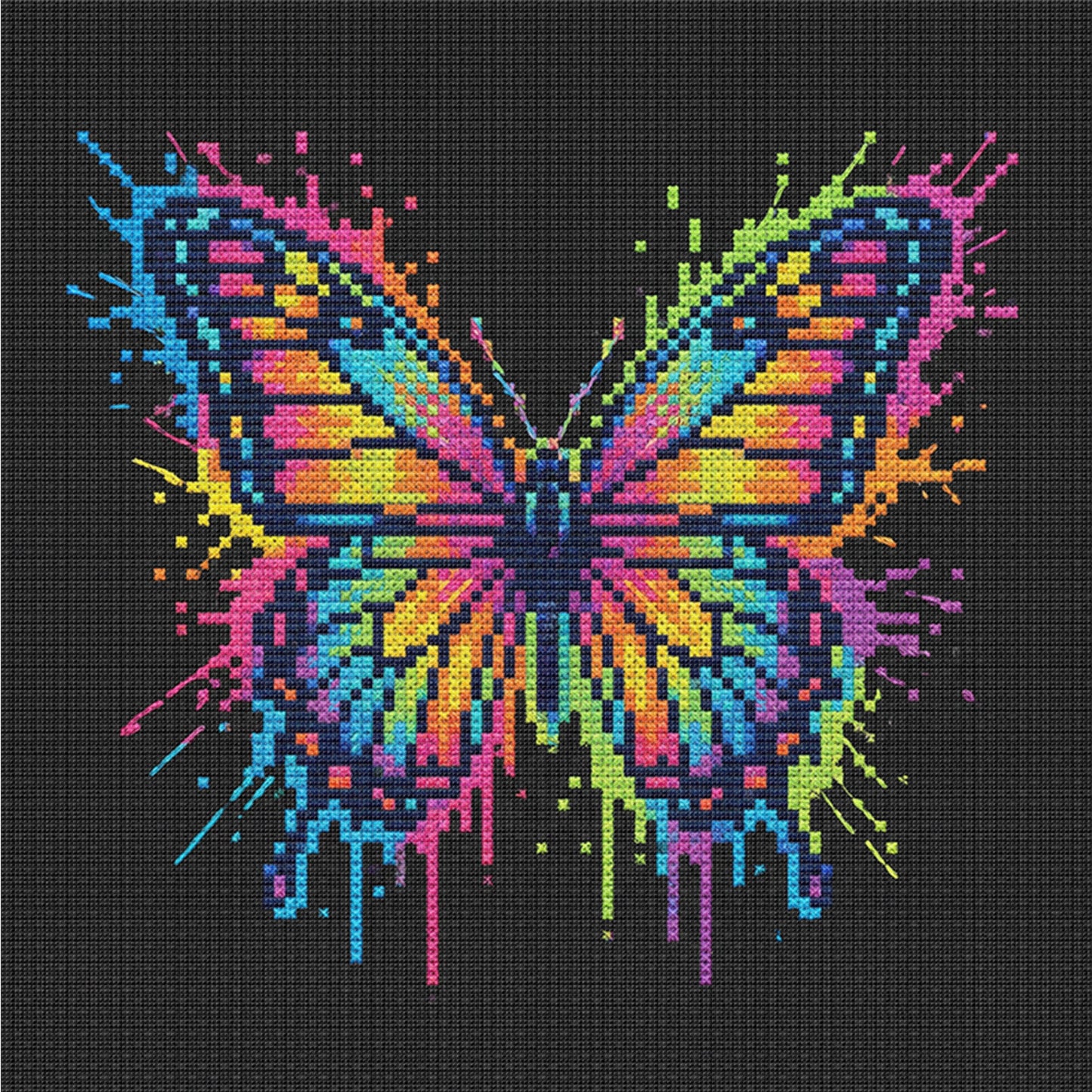 Colorful Splash Butterfly - Full 14CT Counted Cross Stitch 30x30CM - Yishu