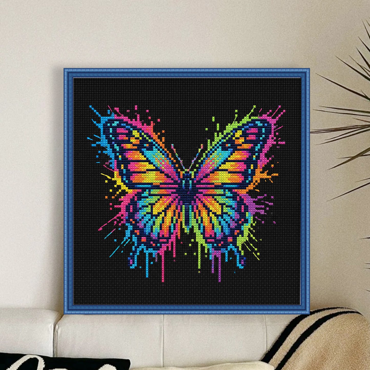 Colorful Splash Butterfly - Full 14CT Counted Cross Stitch 30x30CM - Yishu