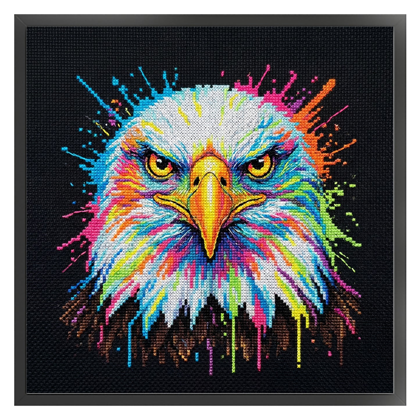 Colorful Splash Bald Eagle - Full 14CT Counted Cross Stitch 30x30CM - Yishu