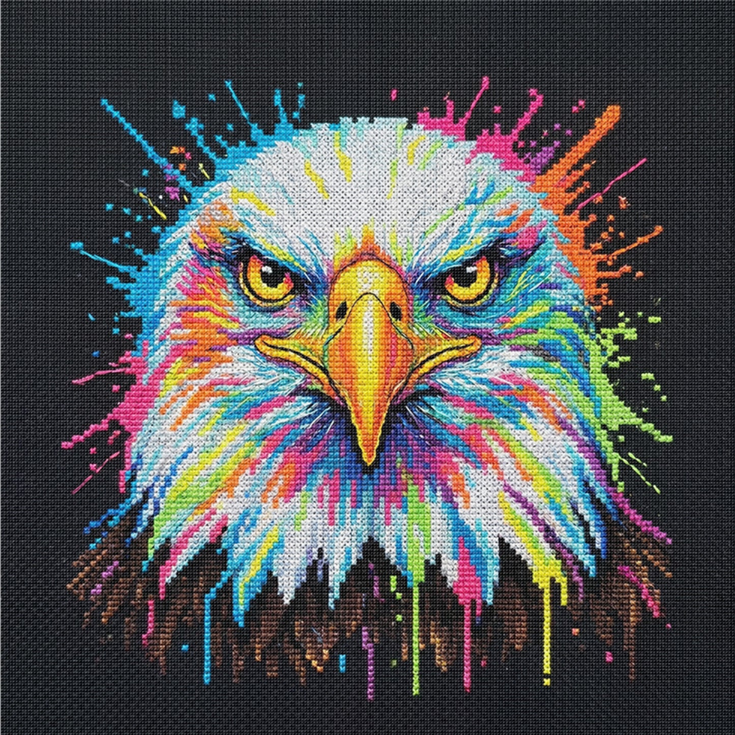 Colorful Splash Bald Eagle - Full 14CT Counted Cross Stitch 30x30CM - Yishu