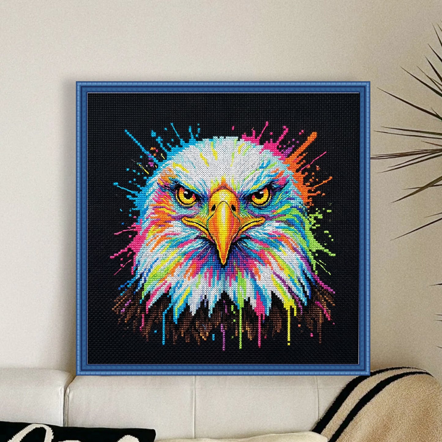 Colorful Splash Bald Eagle - Full 14CT Counted Cross Stitch 30x30CM - Yishu
